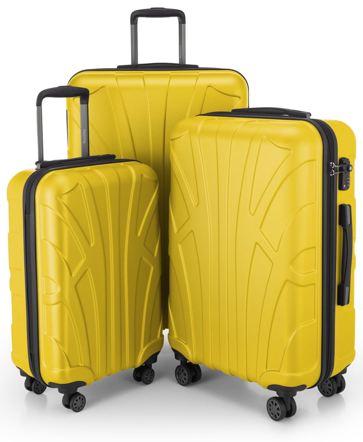 Suitline Hartschalen-Trolley S1, 4 Rollen, Kofferset 3-tlg Koffer, Trolleys TSA