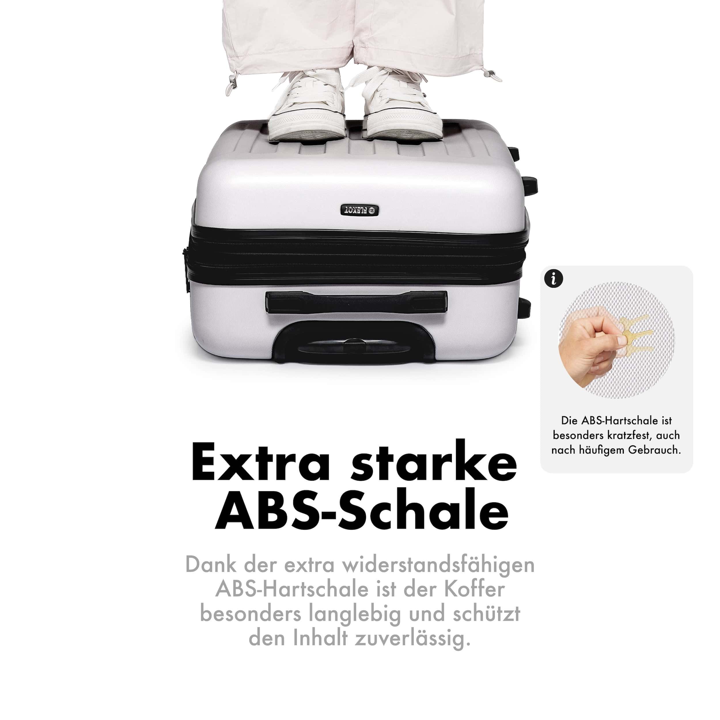 Flexot Hartschalen-Trolley F-3045 (Gr. M, L, XL) – Kofferset – ABS-Hartschale, 4 Rollen, Robuster und moderner Koffer mit vier 360° Rollen und Zahlenschloss – Bild 4 von 5