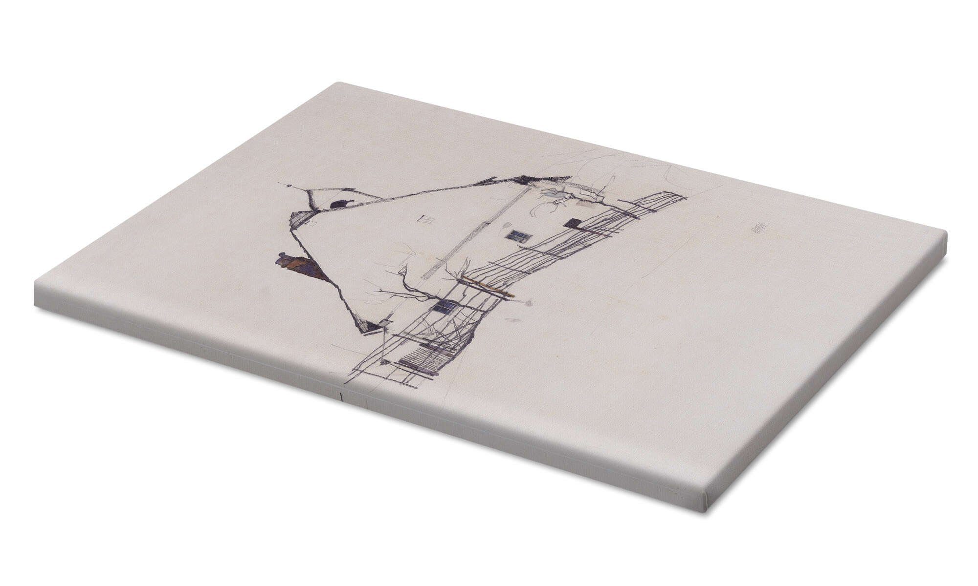 Posterlounge Wandbild Wohnhaus mit Zaun, Egon Schiele, erhältlich als Poster, Leinwandbild, Wandsticker oder Acrylglasbild