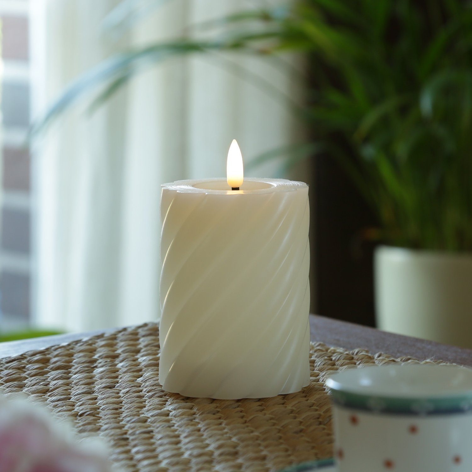 MARELIDA LED-Kerze LED Kerze Twist Echtwachs gedreht flackernd H: 12,5cm Ti günstig online kaufen