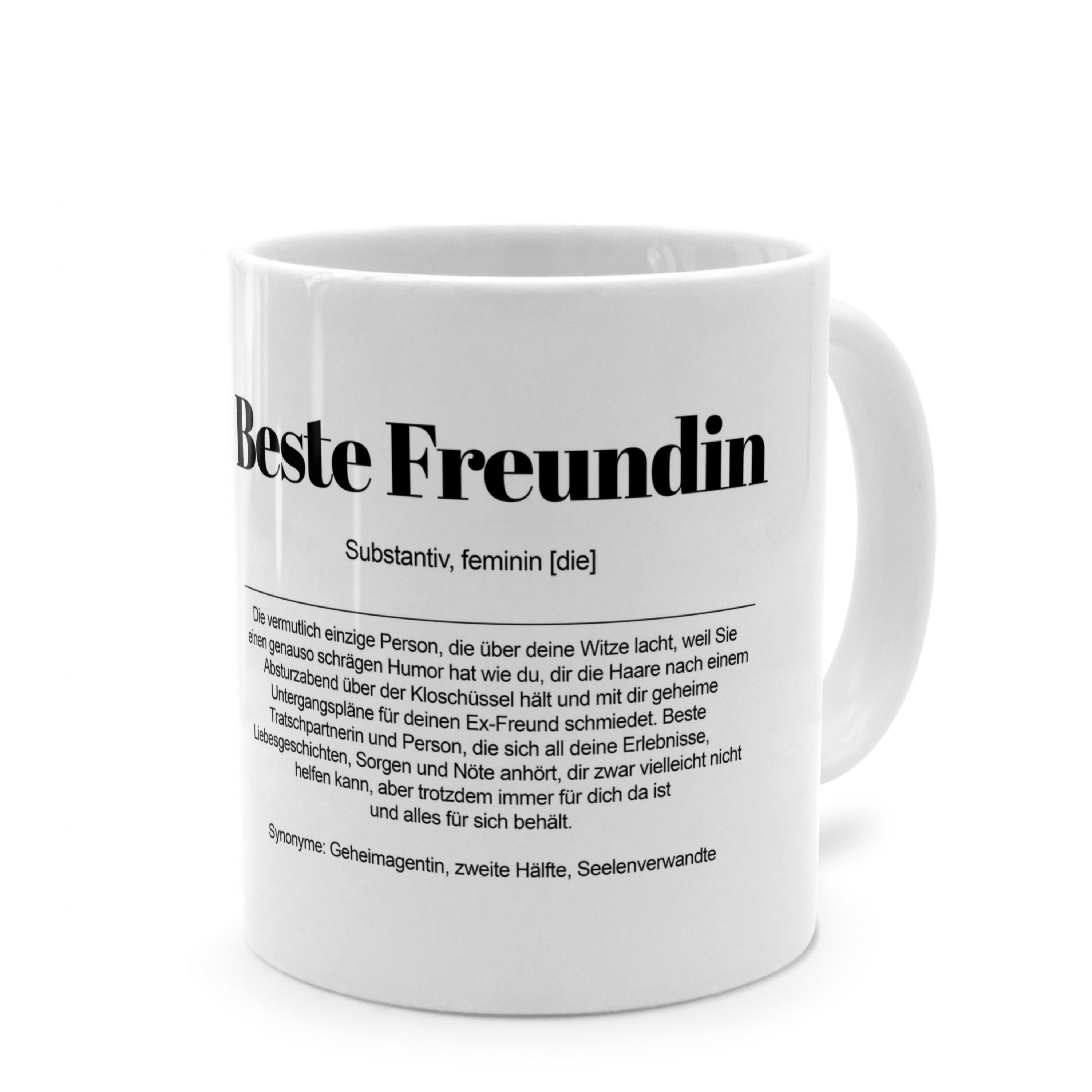 PhotoFancy Tasse mit Definition 'Beste Freundin' - Tasse mit Spruch, Tasse Standard - Weiß