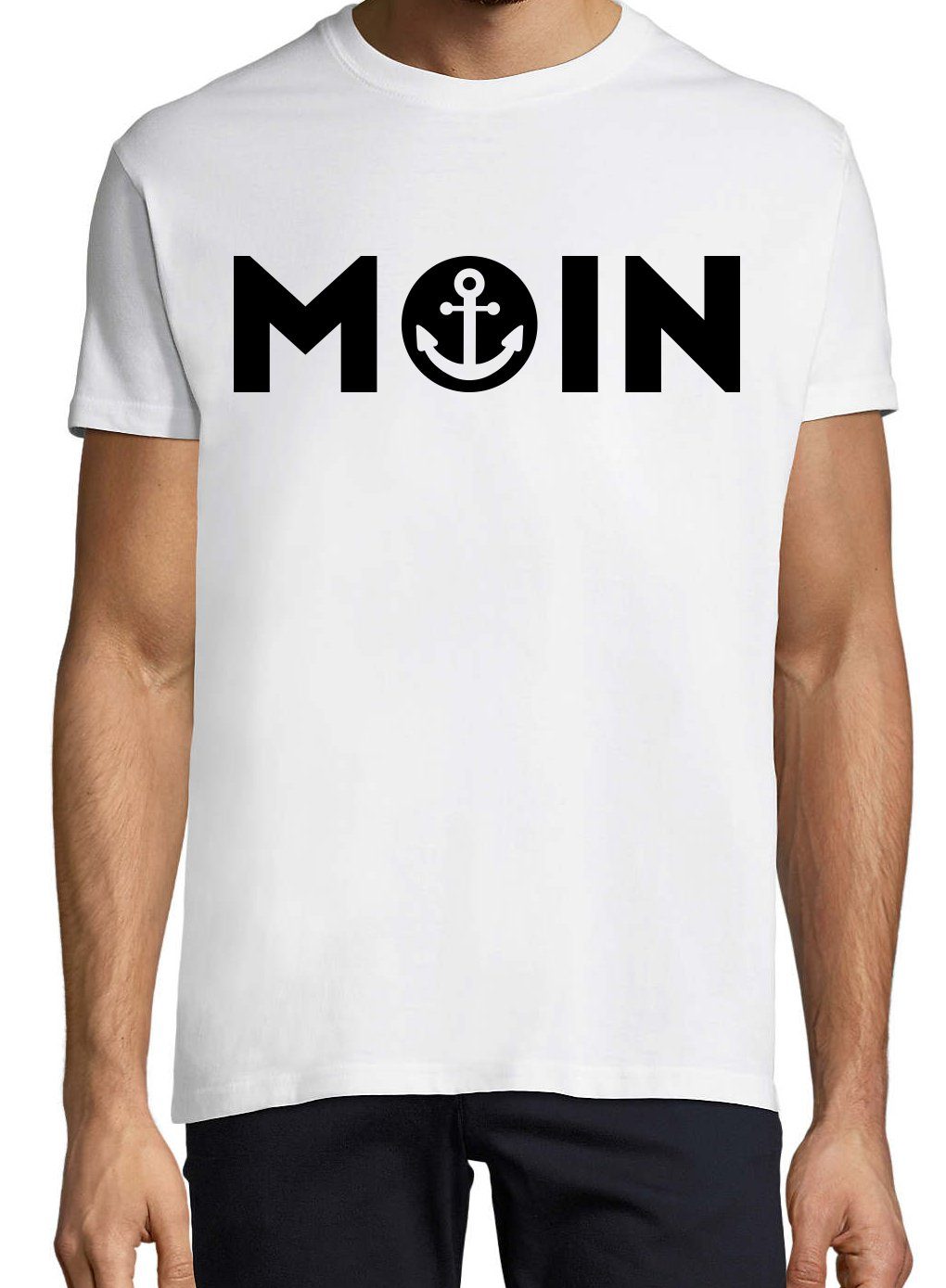 Weiß T-Shirt Moin modischem mit Print-Shirt Anker Youth Logo Designz Spruch Herren Aufdruck