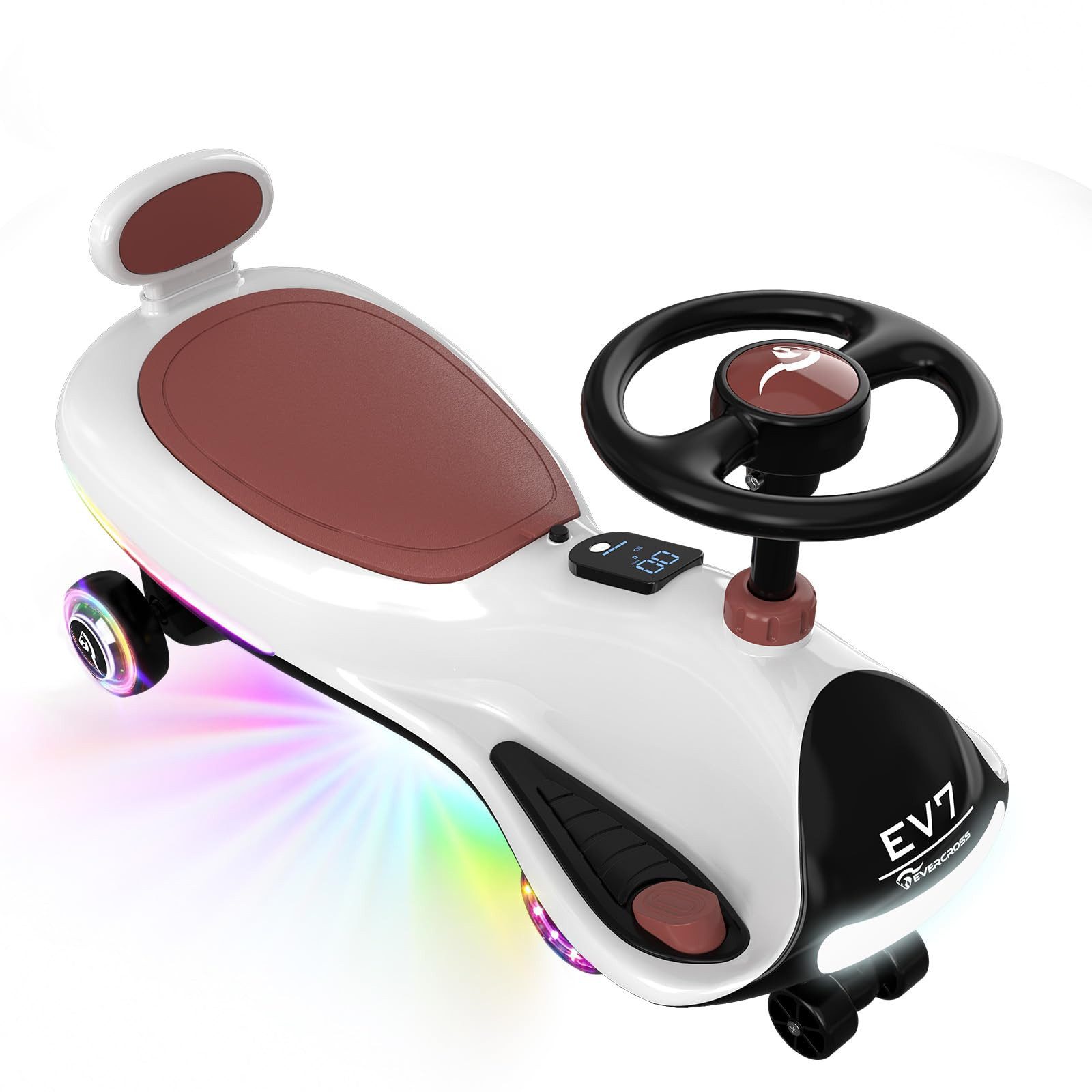 EVERCROSS TECH Elektro-Kinderauto EV7 Elektrisches Rutschauto Kinder ab 6 Jahren, Bluetooth & LED, 3 Geschwindigkeitsstufen, 14,4V 5,2Ah Akku, 360°‑Lenkung 6‑Rad‑Design