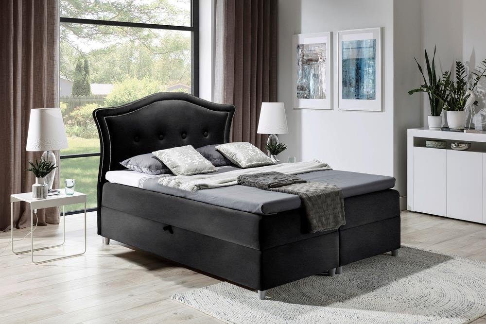 99rooms Boxspringbett Marlon (Schlafzimmerbett, Bett), mit Taschenfederkern Matratze, Topper, Bettkasten, Kopfteil gepolstert