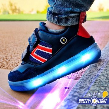 BREEZY LIGHT Breezy Sneaker 2196090 LED Leuchtsohle Schuhe Atumgsaktiv Sneaker atmungsaktive Material, LED Leuchtsohle, mit Klettverschluss