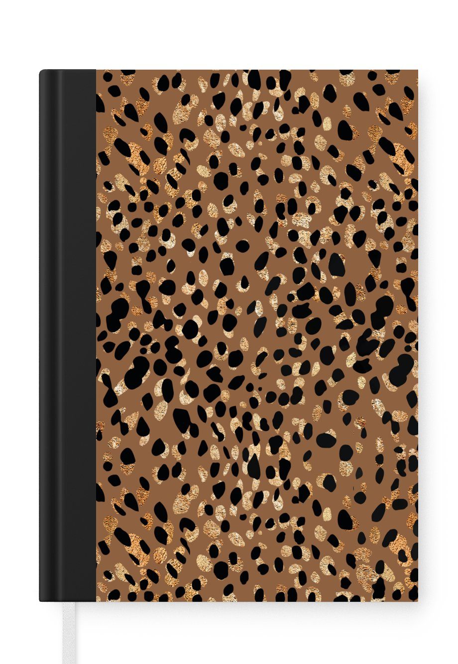MuchoWow Notizbuch Leopard - Tiermuster - Braun - Gold, Journal, Merkzettel, Tagebuch, Notizheft, A5, 98 Seiten, Haushaltsbuch