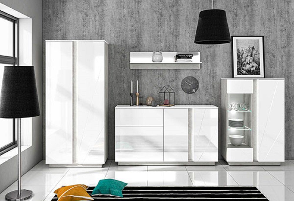 - cm LED-Beleuchtung Vitrine), LUMENS, inkl. Wohnwand 207 1 Gesamtmaße + B/T/H: (Set, cm 40 201 1 x x Sideboard cm Feldmann-Wohnen