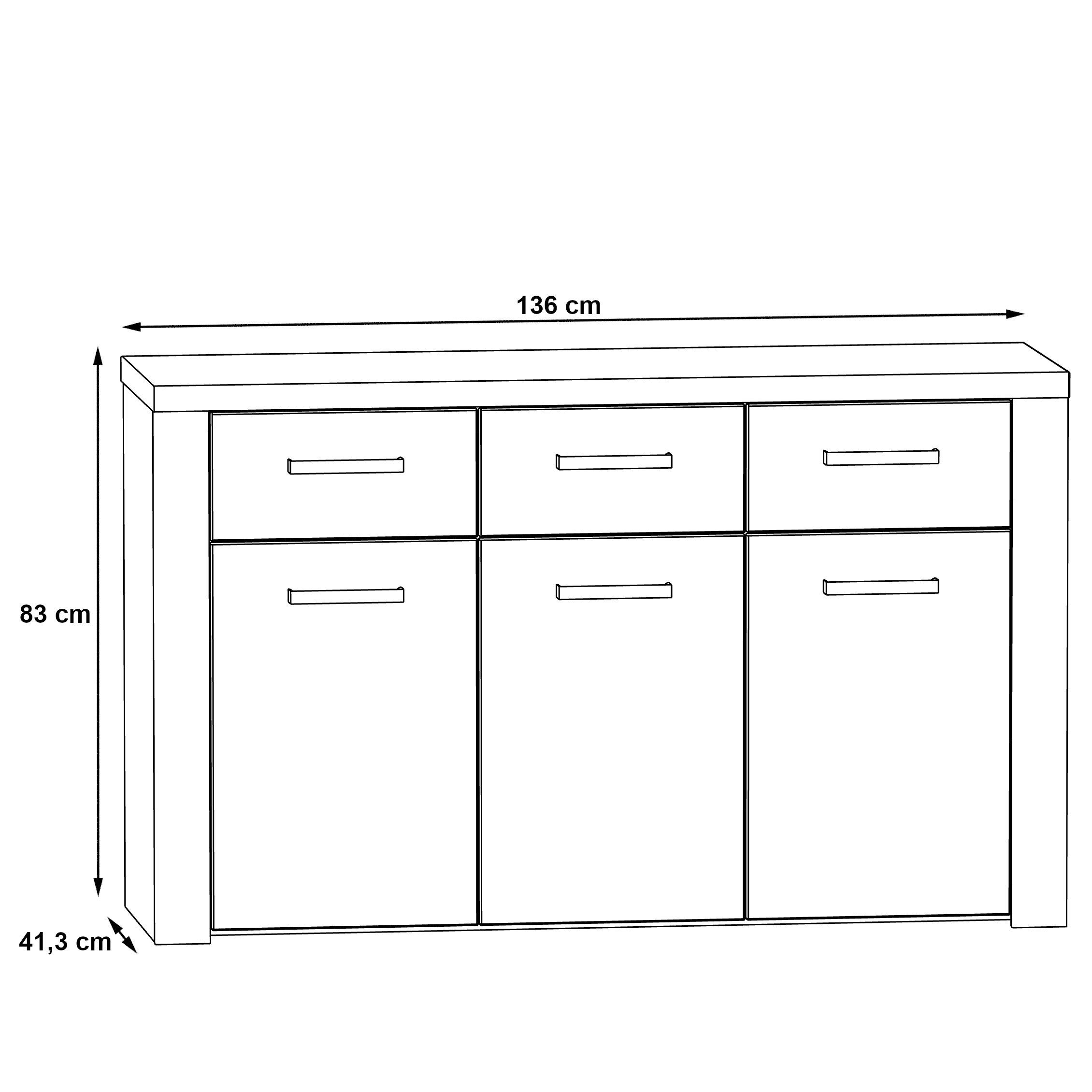 Newroom Sideboard Cosima, Sideboard Sonoma Eiche Modern Kommode Highboard Wohnzimmer