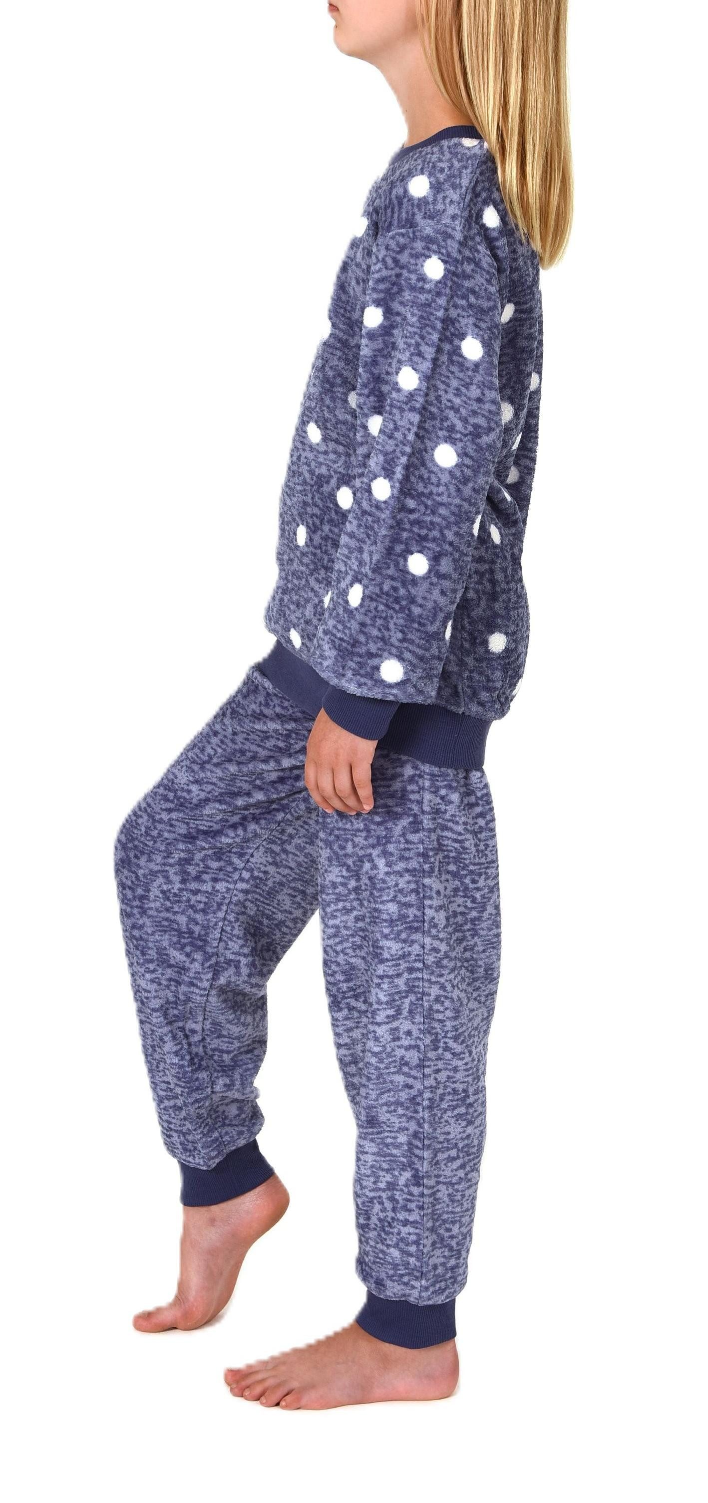 Normann Pyjama Kuschelig warmer Mädchen Schlafanzug Pyjama aus Coralfleece mit Tupfen – Bild 3 von 5
