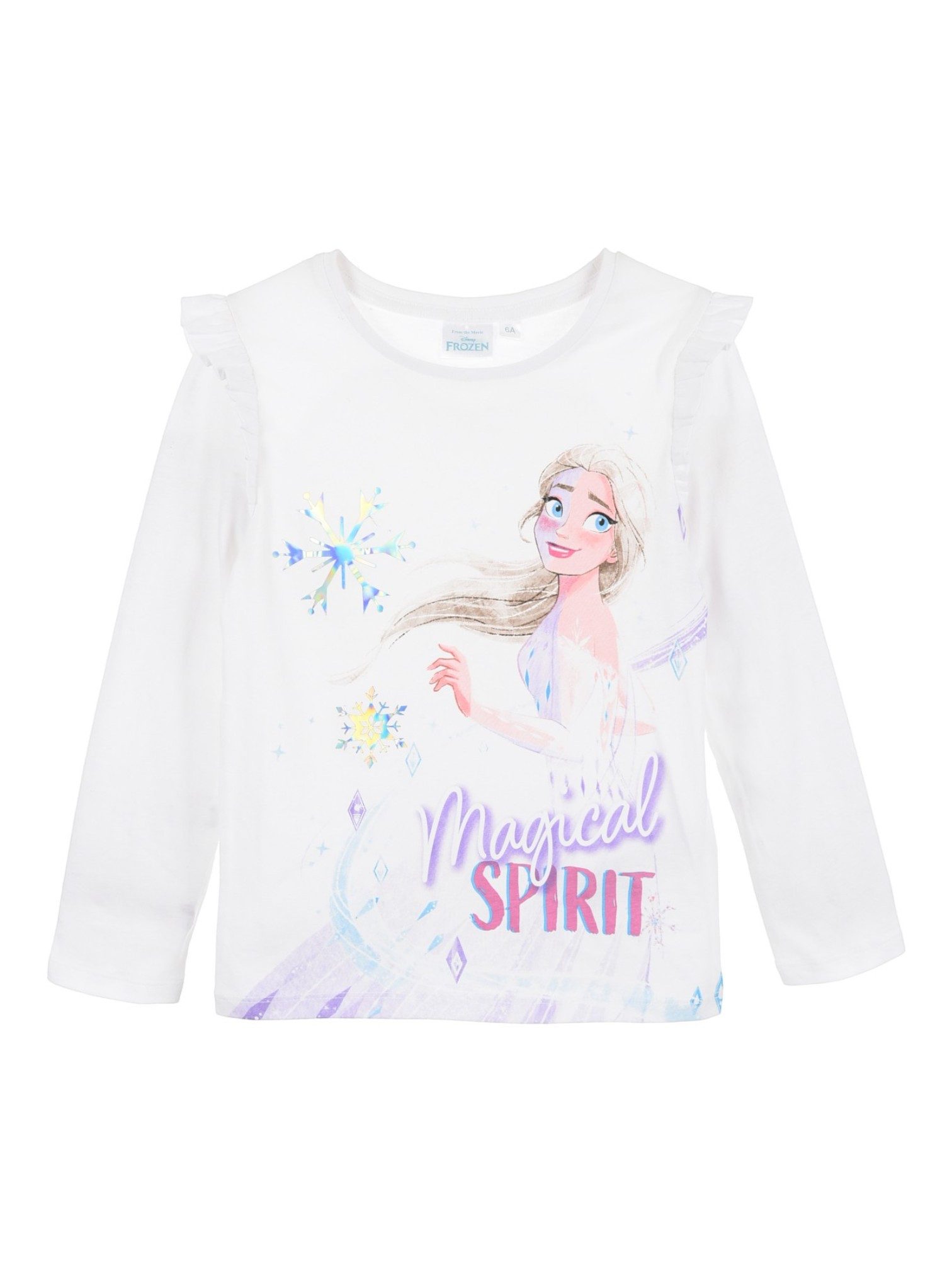Disney Frozen Langarmshirt Elsa - Magical Spirit Mädchen Shirt mit Rüschen aus Baumwolle Gr. 98-128 cm