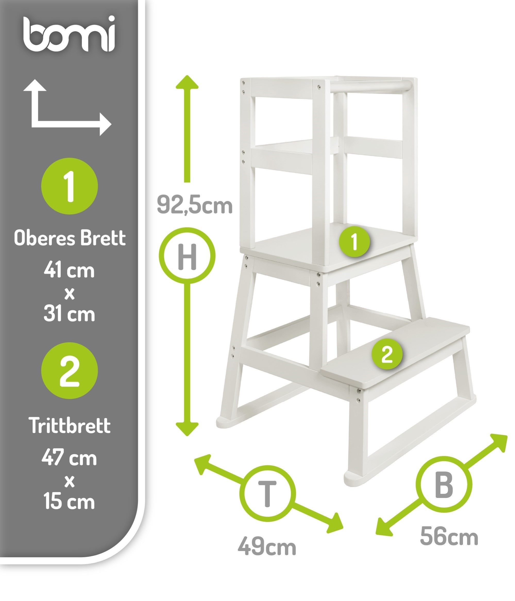 BOMI Stehhilfe Montessori Lernturm Swubi (sicherer Tritthocker, Lernturm für Kinder, 1 St), Lern Tower für die Küche