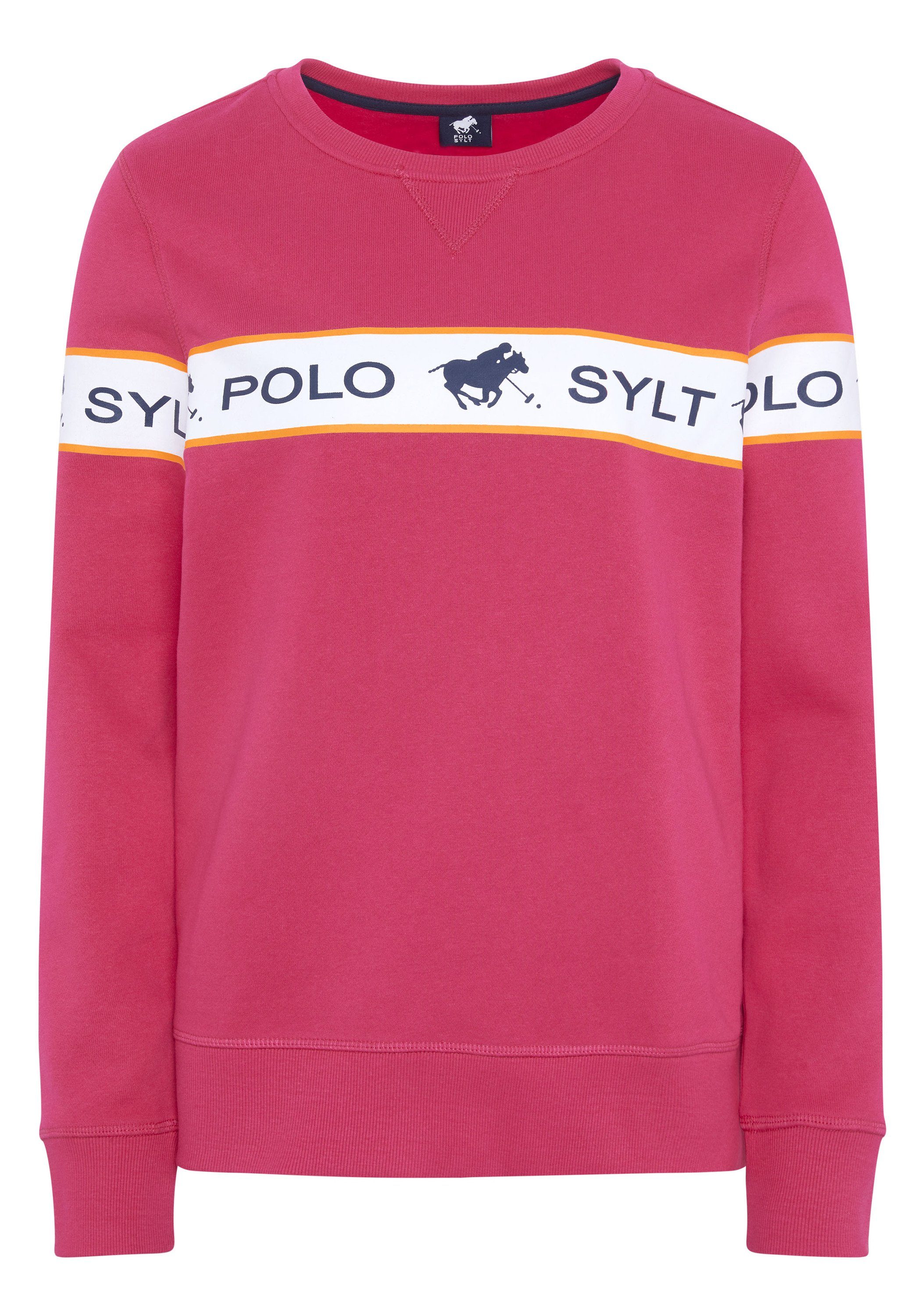 Polo Sylt Sweatshirt mit eingearbeitetem Logo-Kontraststreifen 18-1754 Raspberry