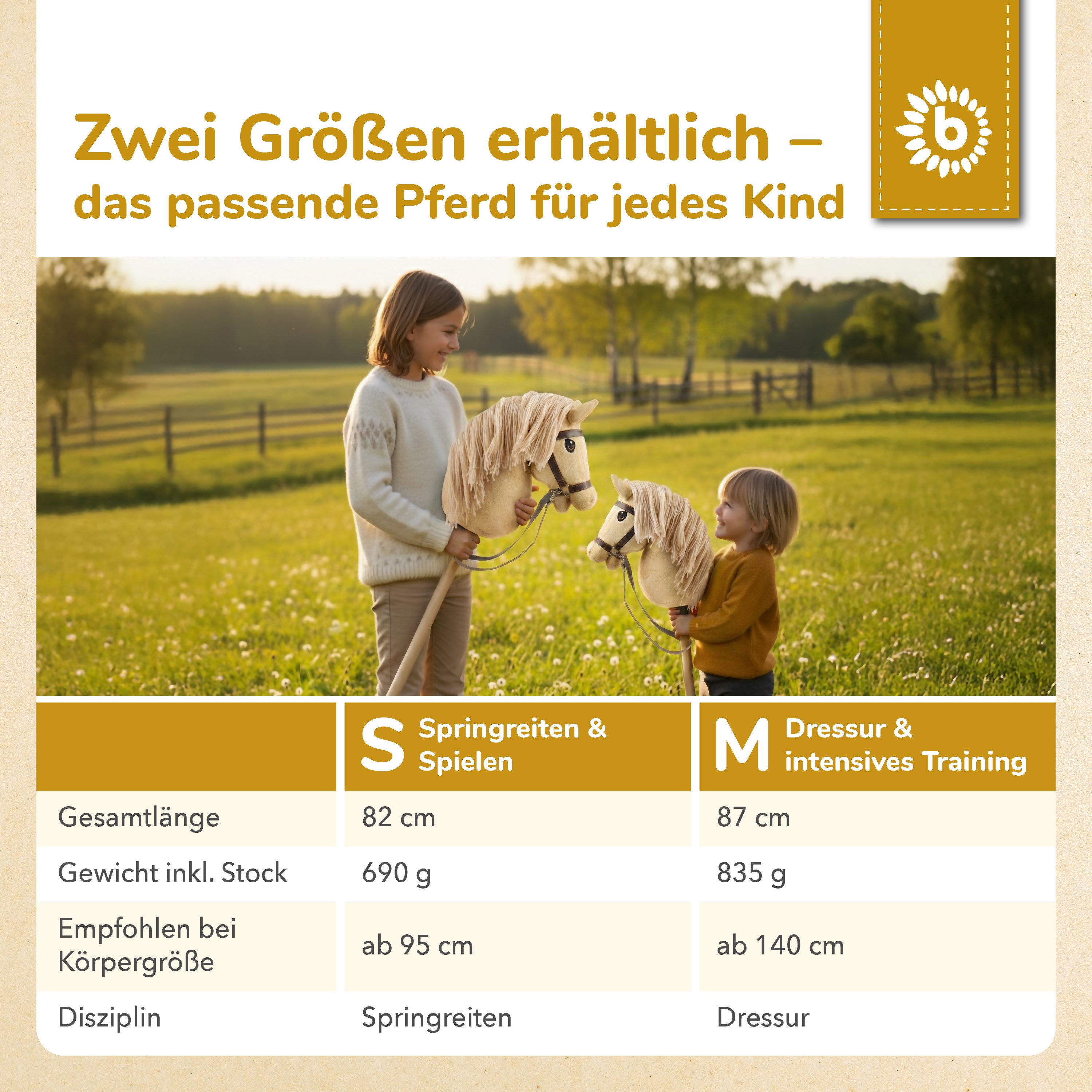 BIECO Steckenpferd Bieco Hobby Horse Steckenpferd Beige - Größe M