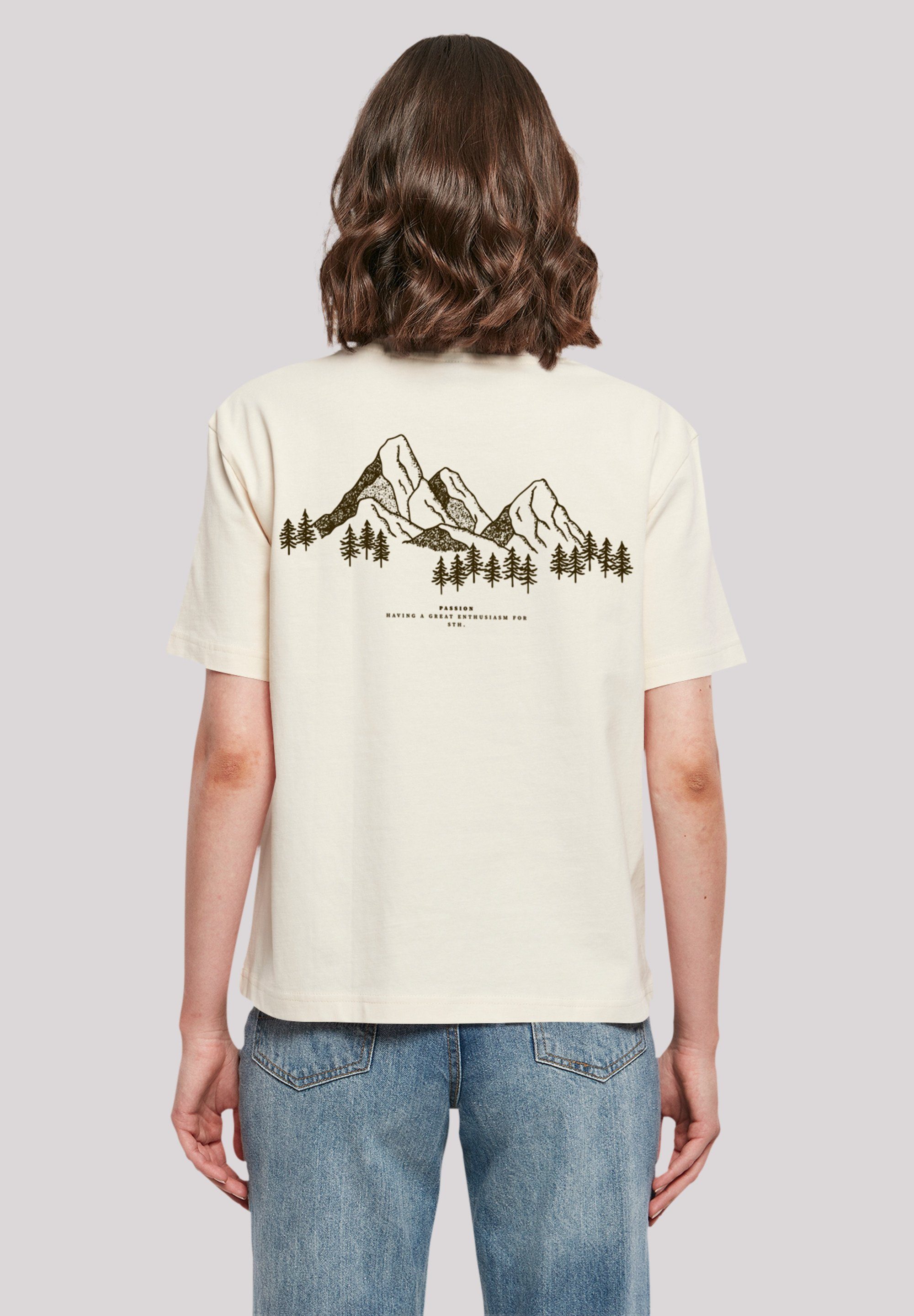 F4NT4STIC T-Shirt Mountain Print, Gerippter Look Rundhalsausschnitt für stylischen