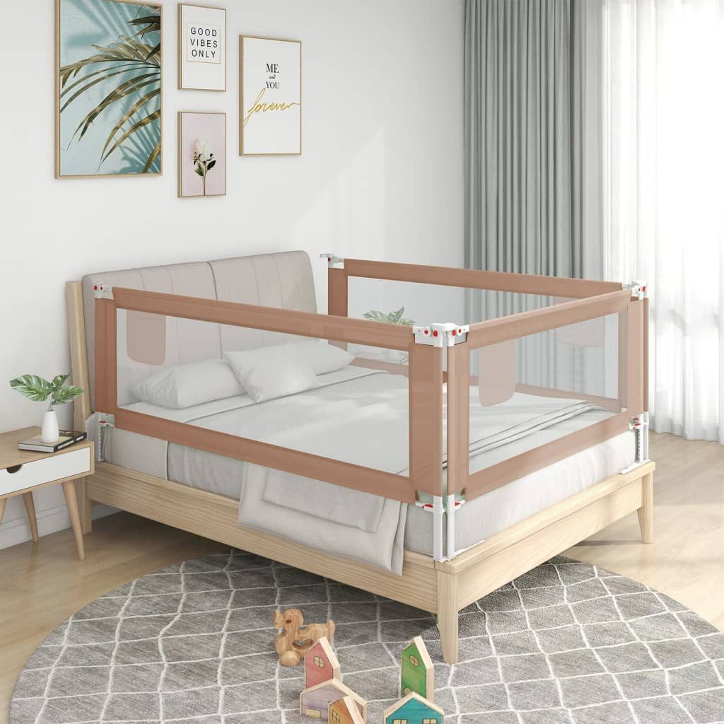 vidaXL Bettschutzgitter, Kleinkind-Bettschutzgitter Taupe 150x25 cm Stoff