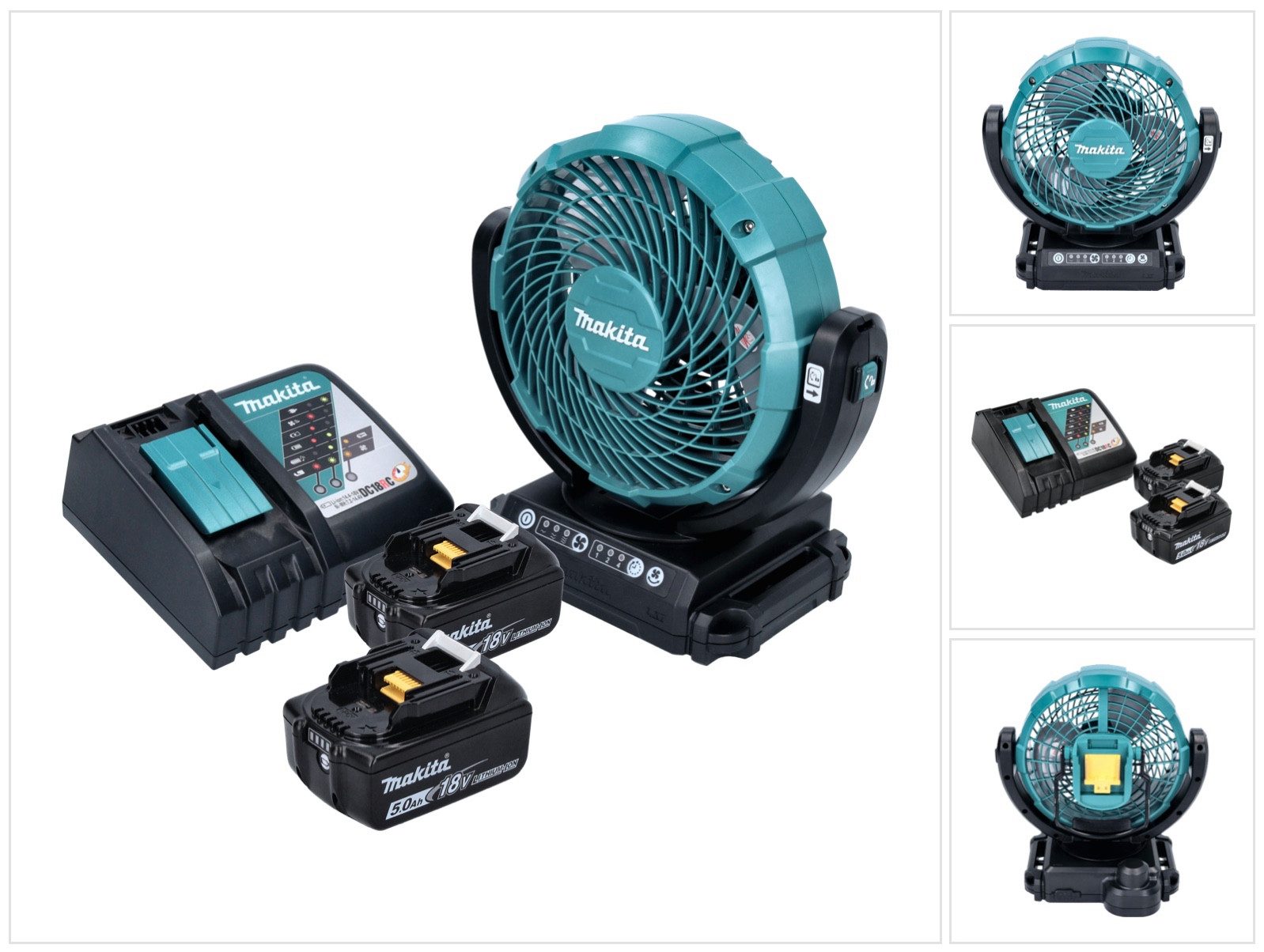 Makita Akku-Standventilator DCF 102 RT Akku Ventilator Lüfter 18 V 18 cm + 2x Akku 5,0 Ah + Ladeg