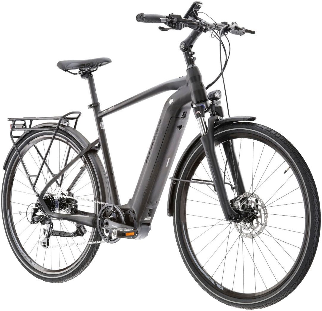 Kross E-Bike Trekkingrad E-Trekkingrad Trans Hybrid 4.0 28 Zoll schwarz - Shimano Mittelmotor, 9 Gang Shimano Acera T3000 Schaltwerk, Kettenschaltung, Mittelmotor, 500 Wh, SHIMANO 36 V/250 W DU-E6110, Mittelmotor