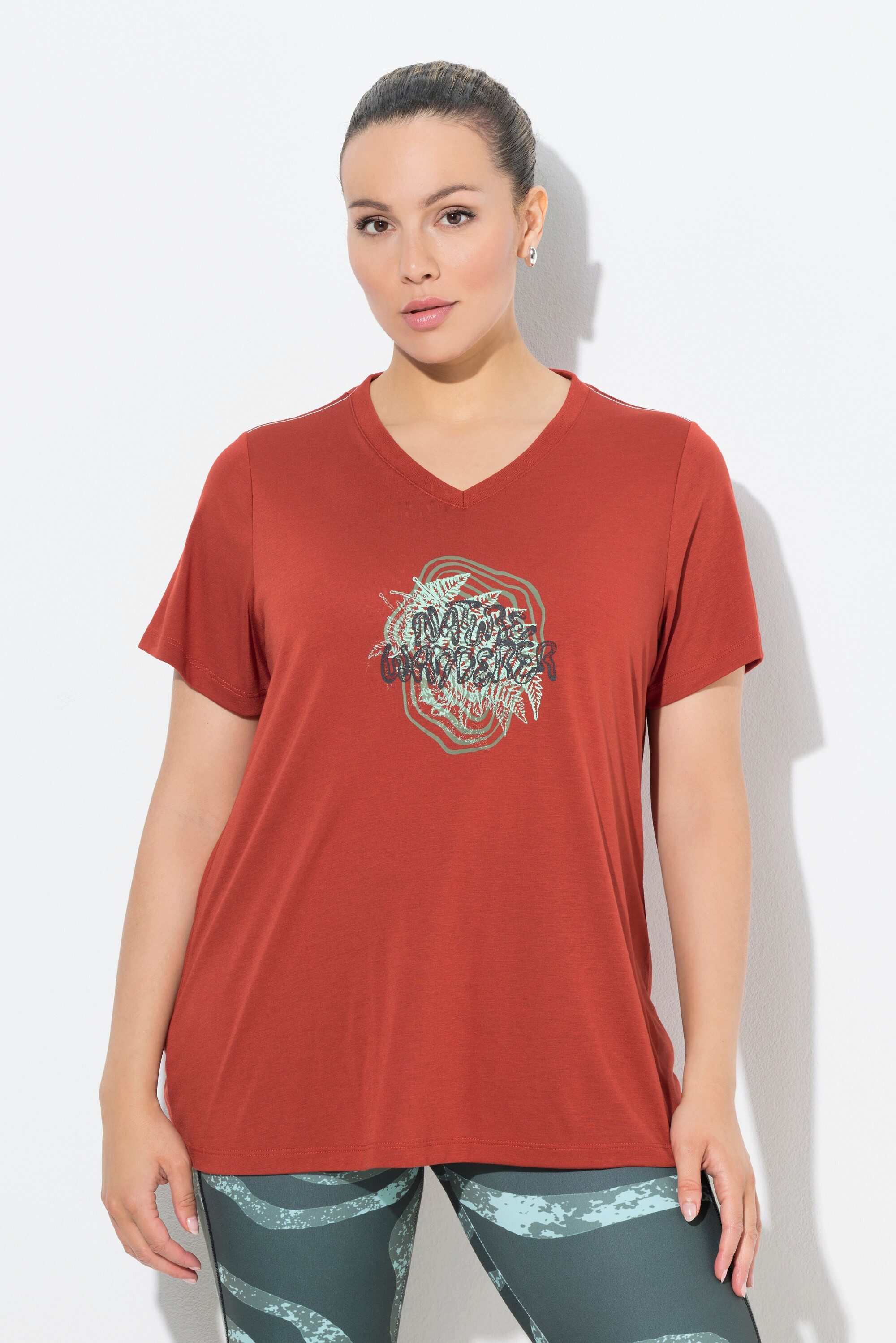 Ulla Popken T-Shirt Funktionsshirt antibakteriell V-Ausschnitt