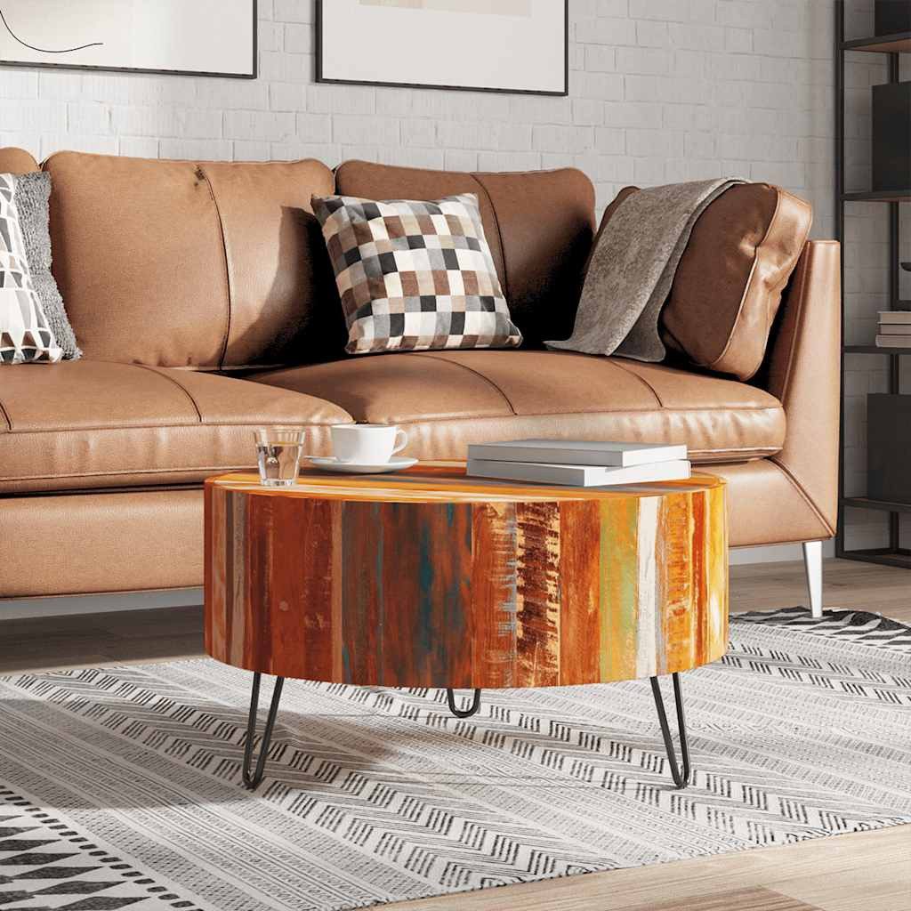 vidaXL Couchtisch Couchtisch Altholz Massiv Rund (1-St)