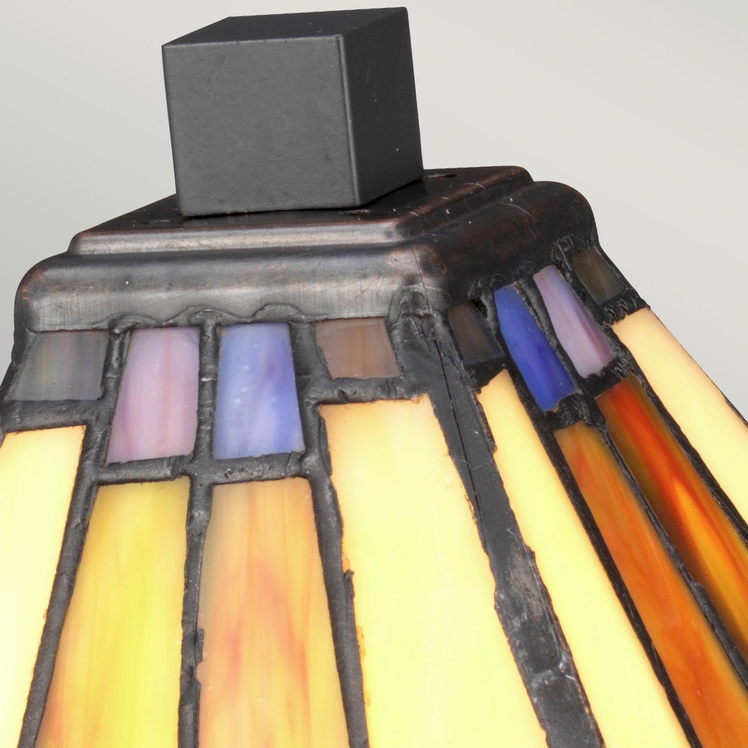 Licht-Erlebnisse Nachttischlampe LILIVA, Glas Tischlampe Metall Gelb 30,5 Tiffany Leuchtmittel, cm ohne E14 Stil Beleuchtung