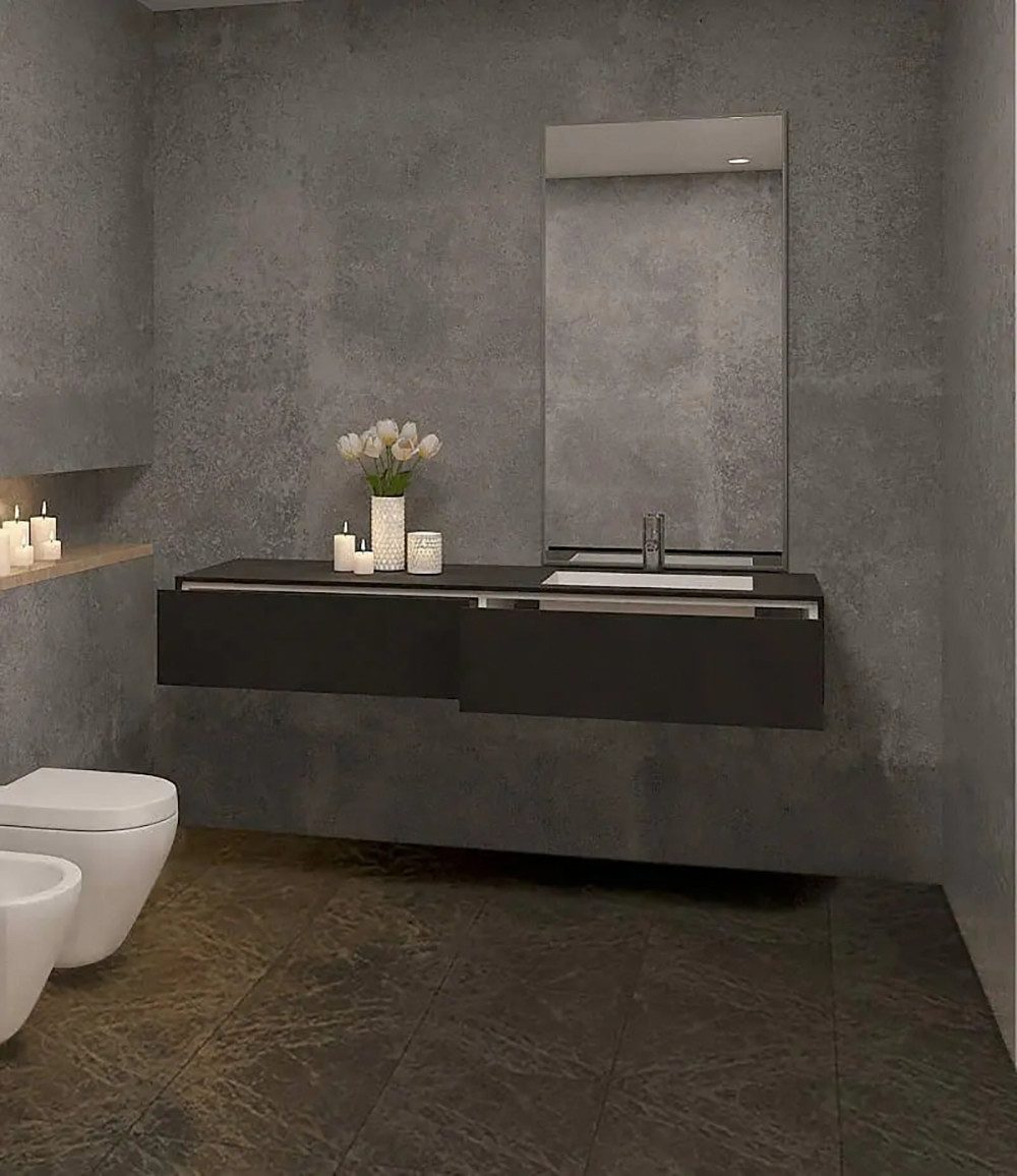 Henneke Waschtisch Corian® CoCo mit Unterschrank Becken rechts, Fugenlos aus Mineralwerkstoff
