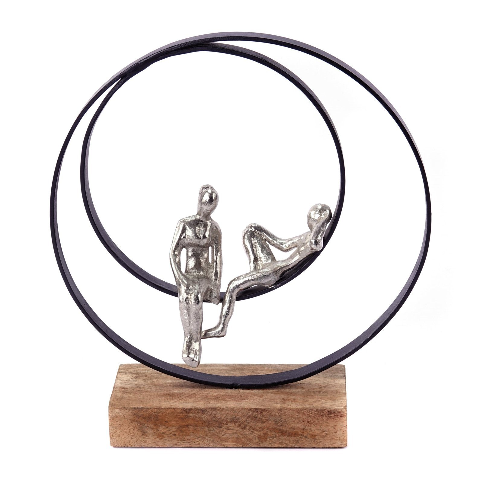 CREEDWOOD Skulptur SKULPTUR "DATE", Mangoholz, Metall, 34cm, Liebespaar Aufsteller