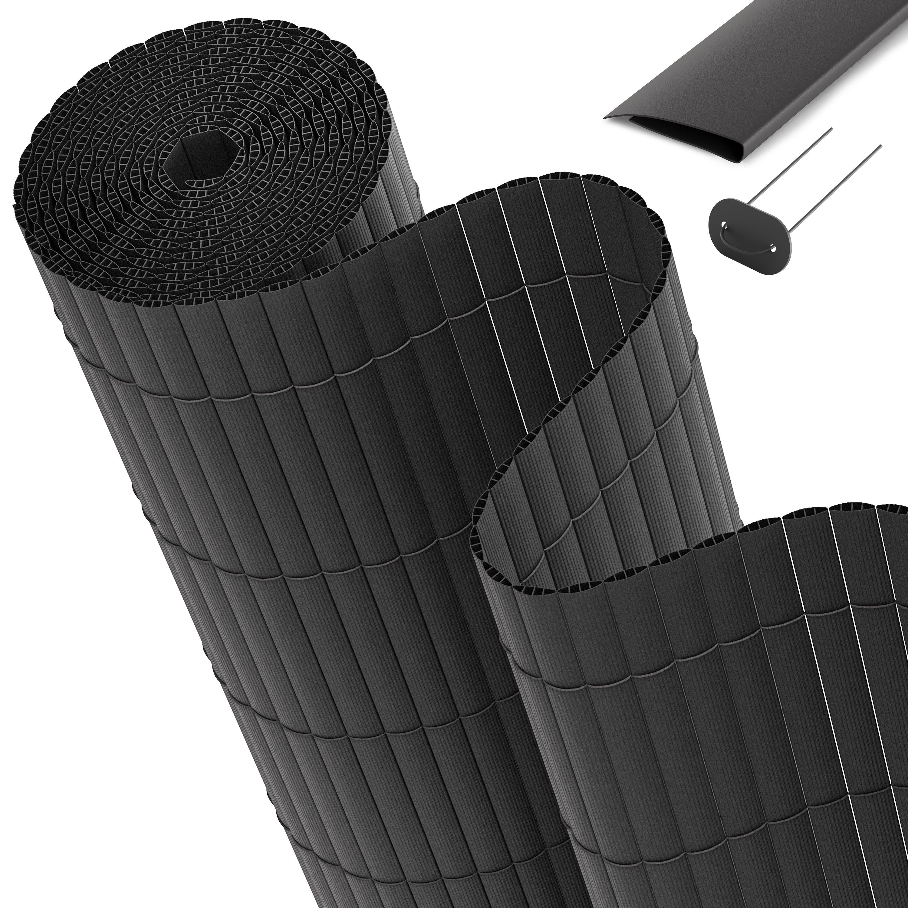 Sol Royal Sichtschutzzaunmatten PVC Sichtschutz für Balkon Zaun SolVisionP12, 80x300cm, Anthrazit, Leichte Montage Balkonsichtschutz für Terrasse & Garten