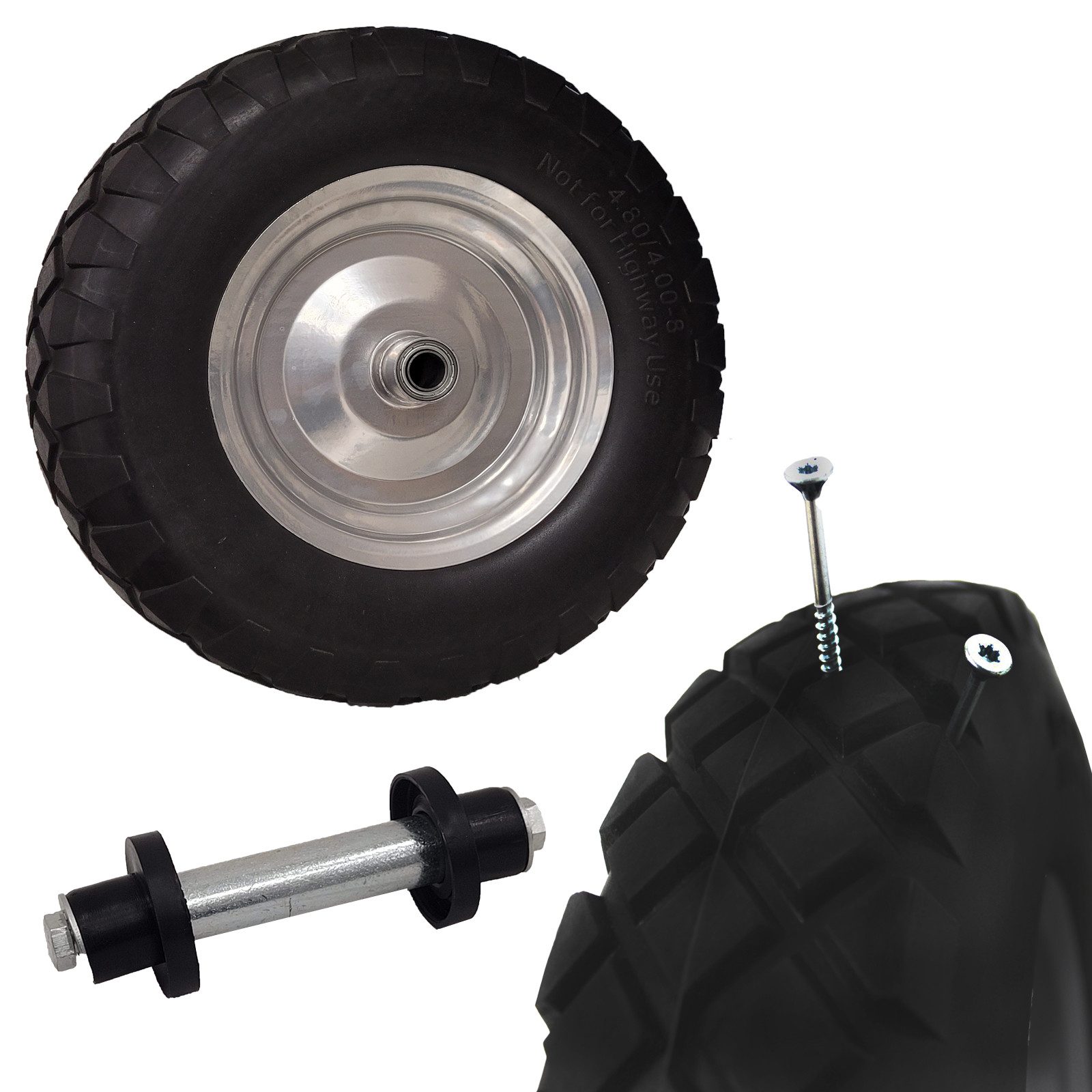 Schubkarren-Rad Pannensicheres Schubkarrenrad Vollgummi 4.80/4.00-8 grau/schwarz
