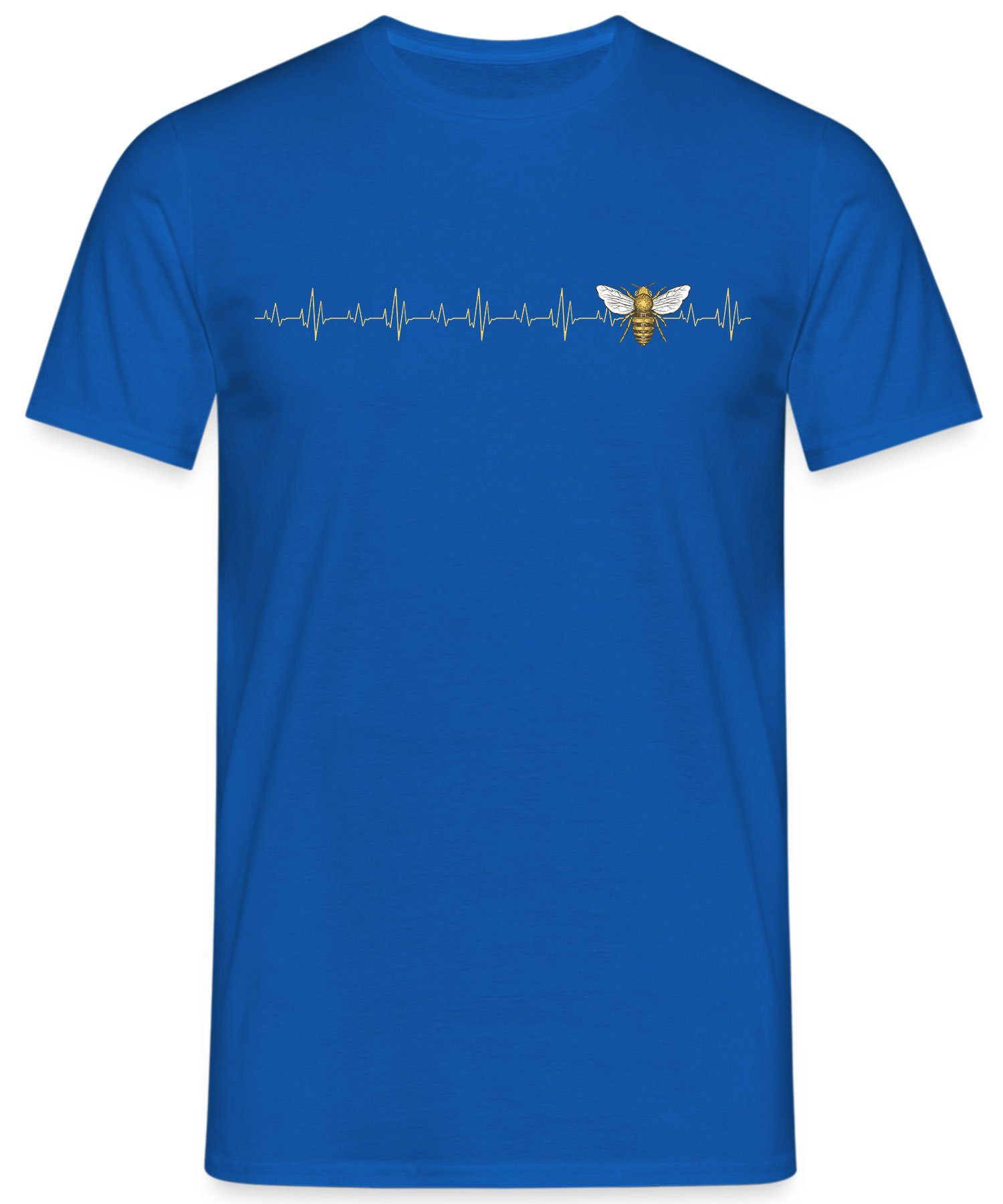 Biene Herren Honig Blau - Imker Herzschlag (1-tlg) T-Shirt Kurzarmshirt Quattro Formatee