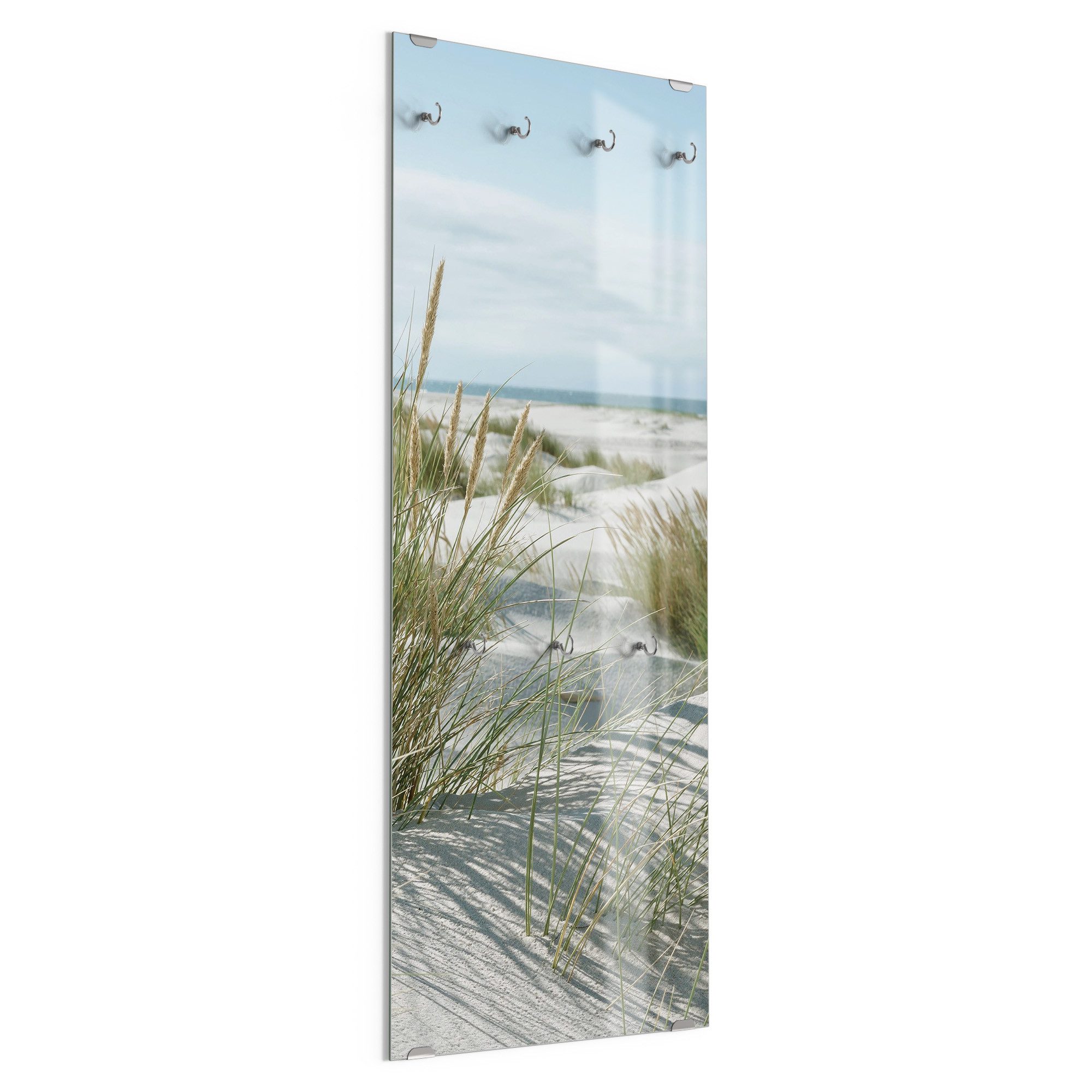 DEQORI Kleiderhaken 'Dünen an Nordseeküste', Glas Garderobe hängend Flur Jackenhalter modern Wandgarderobe Haken