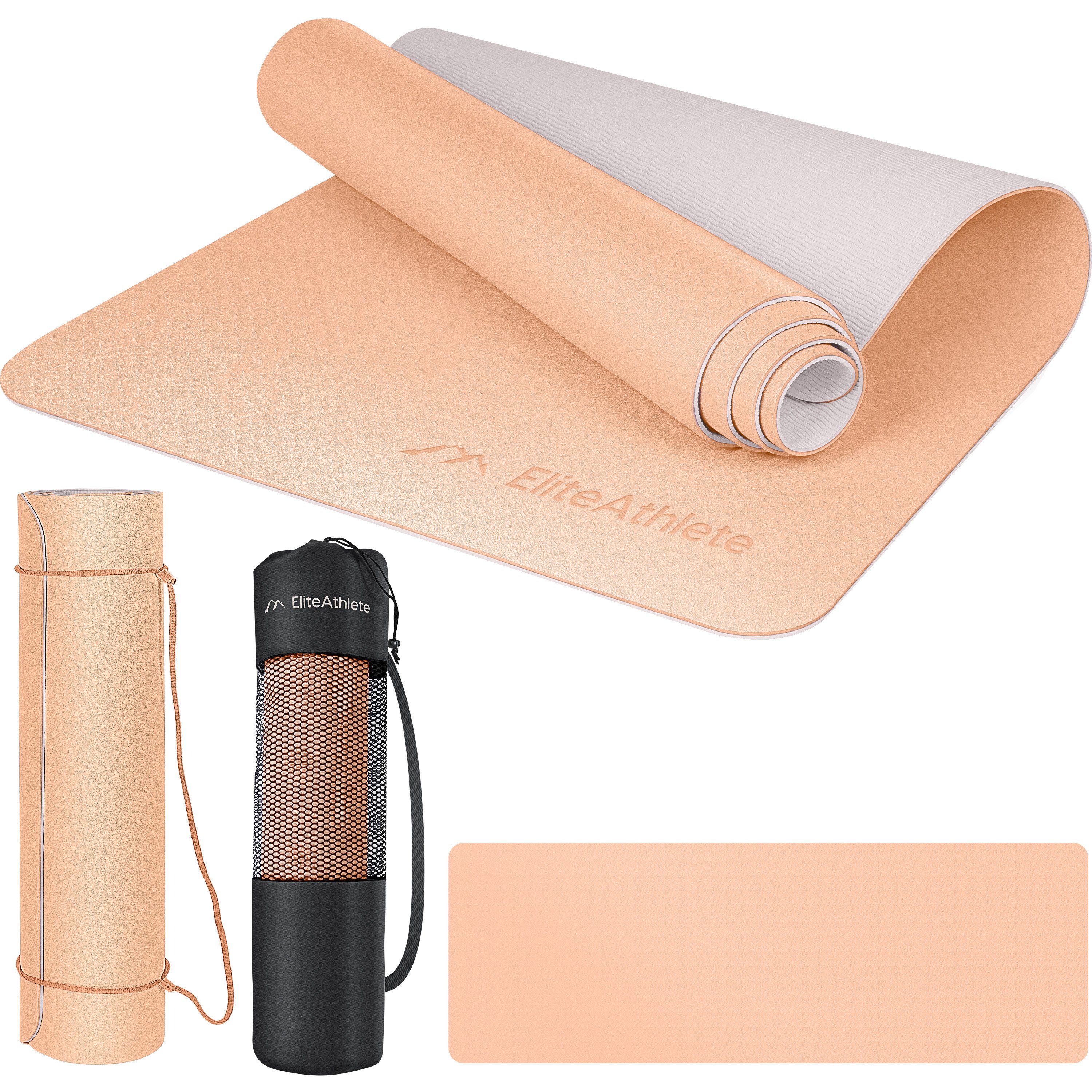EliteAthlete Yogamatte EliteAthlete® Yogamatte - Sportmatte - Fitnessmatte - Yoga Matte (Set bestehend aus: Matte, Transporttasche, Transportband)