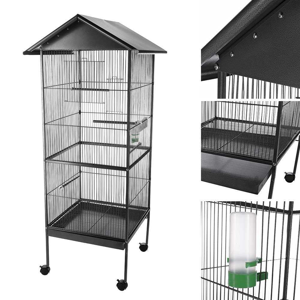 Vogelkäfig Vogelvoliere Metall Vogelkäfig Vogelhaus Tierkäfig Käfig Hoch Rollen
