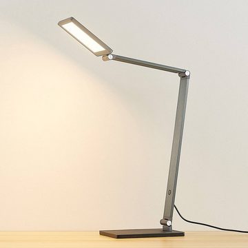 Lucande LED Schreibtischlampe Mion, dimmbar, LED-Leuchtmittel fest verbaut, warmweiß, Modern, Aluminium, Blaugrau, 1 flammig, inkl. Leuchtmittel,dimmbar