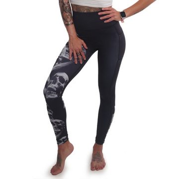 YAKUZA Leggings Graveyard mit mittelhohem Bund und Beintasche