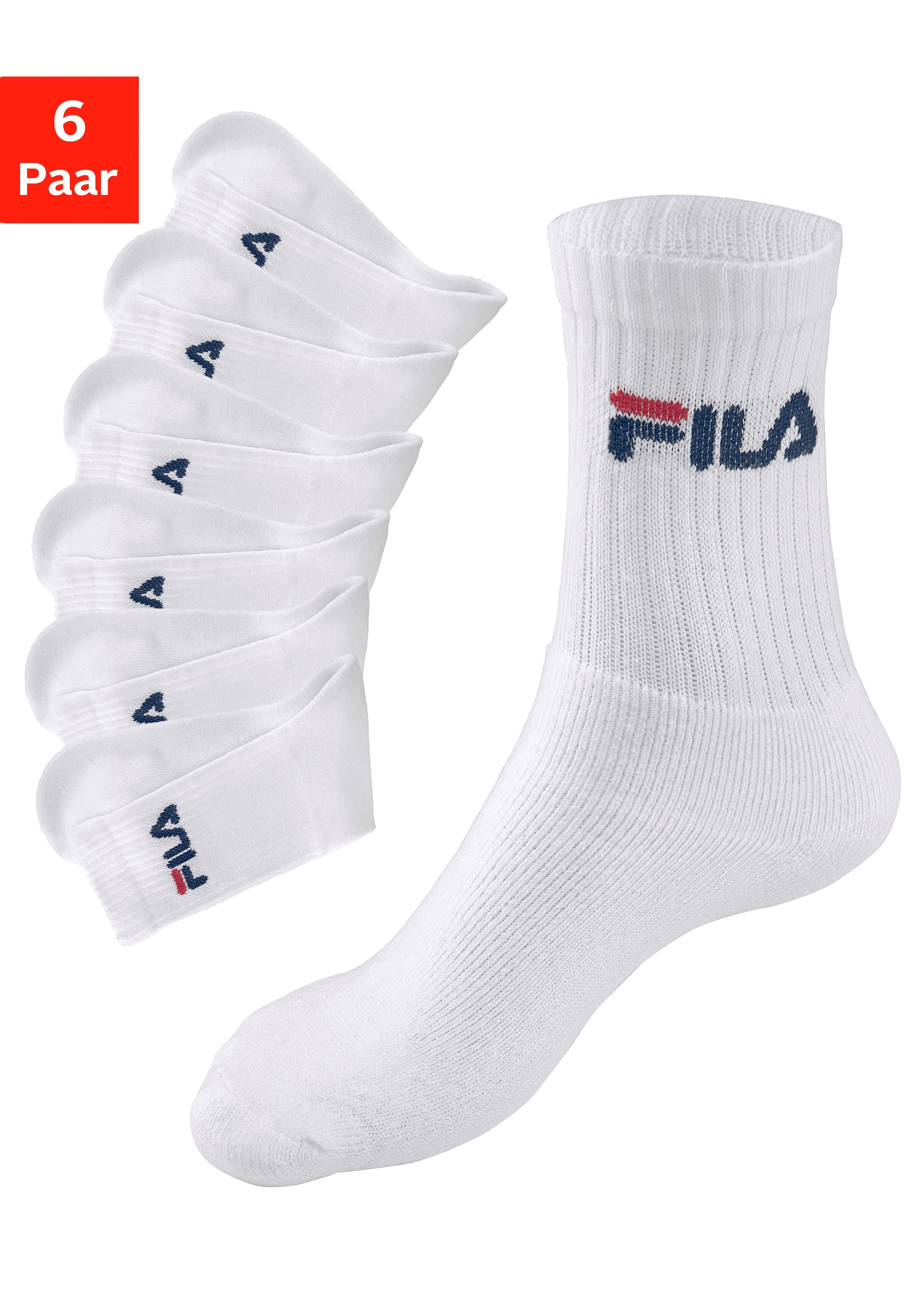 Fila Tennissocken (6-Paar) mit eingestricktem Logo 6x weiß