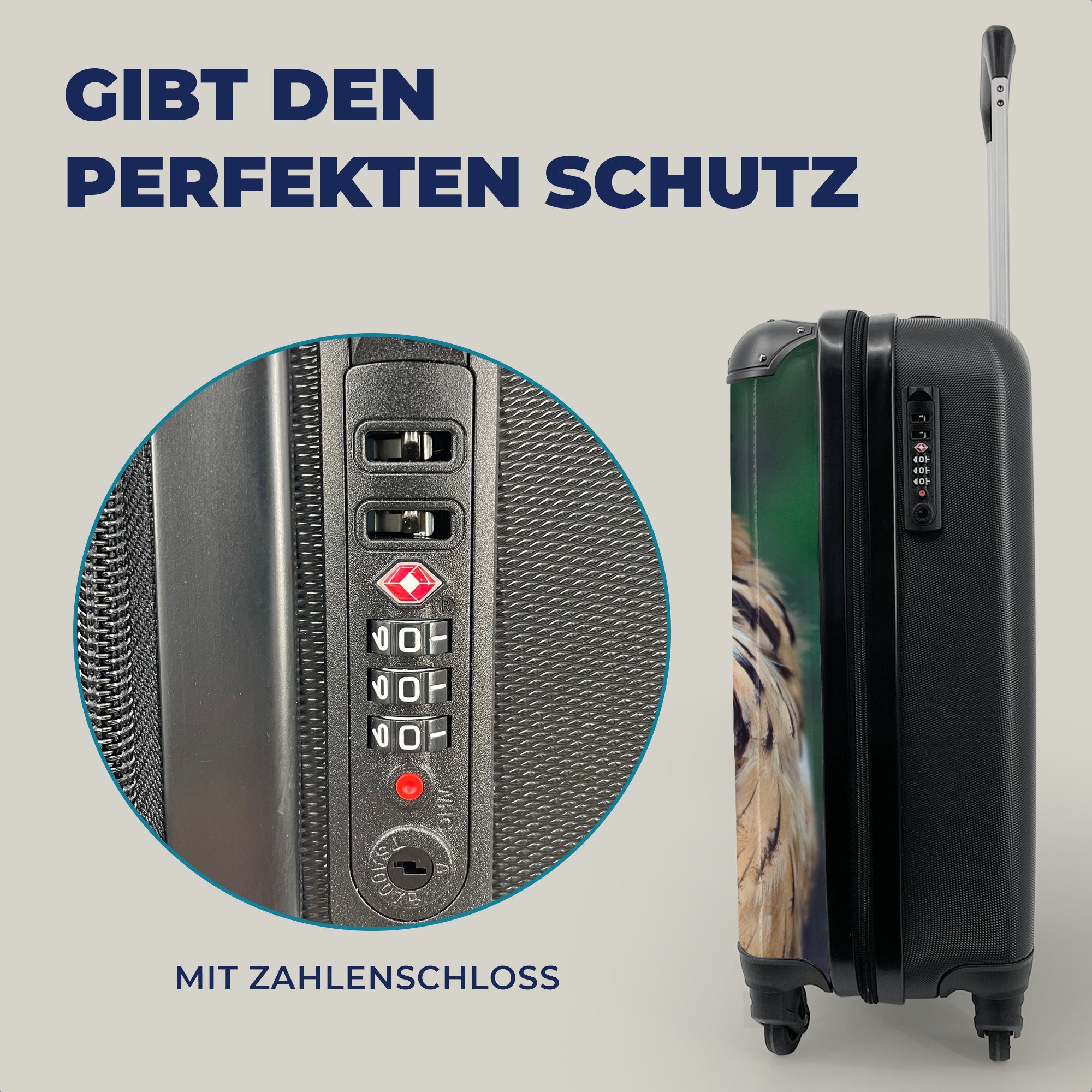 MuchoWow Handgepäckkoffer mit Handgepäck Ferien, rollen, für 4 Rollen, Trolley, Reisetasche Eule, Reisekoffer