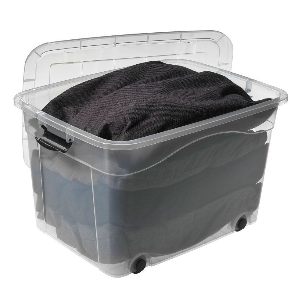 Logiplast Aufbewahrungsbox 2 Stück Premium Aufbewahrungsboxen, 100 Liter (Spar-Set, 2 Stück), Lebensmittelunbedenklich, (LxBxH) 690 x 515 x 420 mm, inkl. Rollen