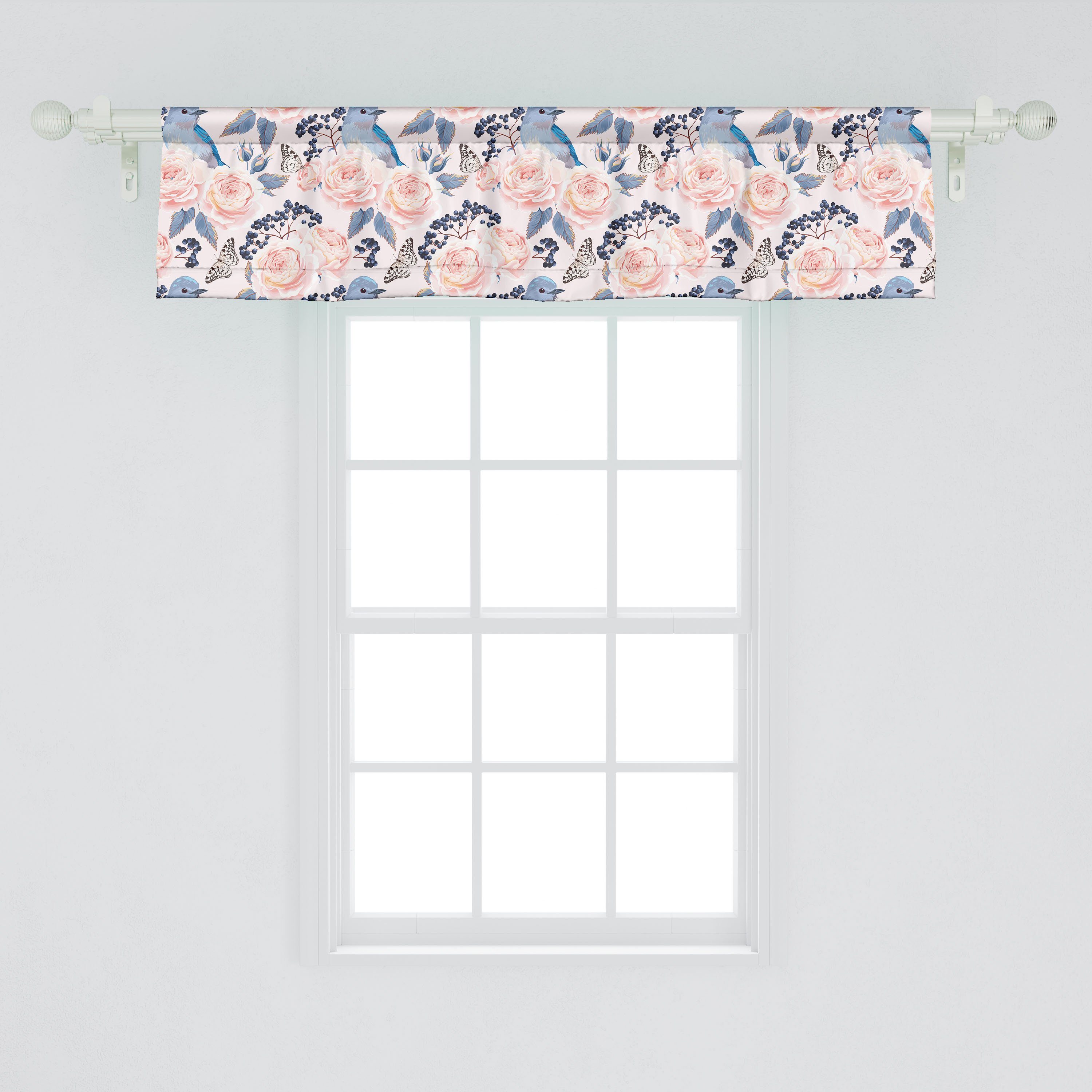 Scheibengardine Abakuhaus, Microfaser, Little Bird Jahrgang Blumen Volant Stangentasche, mit Dekor Schlafzimmer Vorhang für Peony Küche