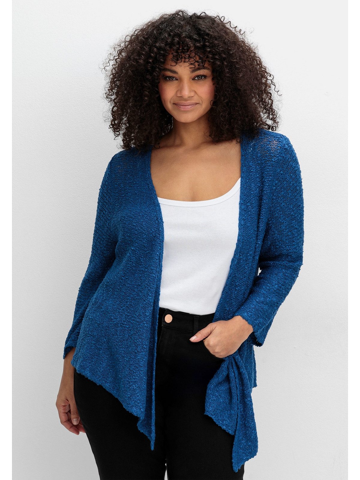 sheego by Joe Browns Strickjacke Große Größen im Häkel-Look, mit zipfeligem Saum