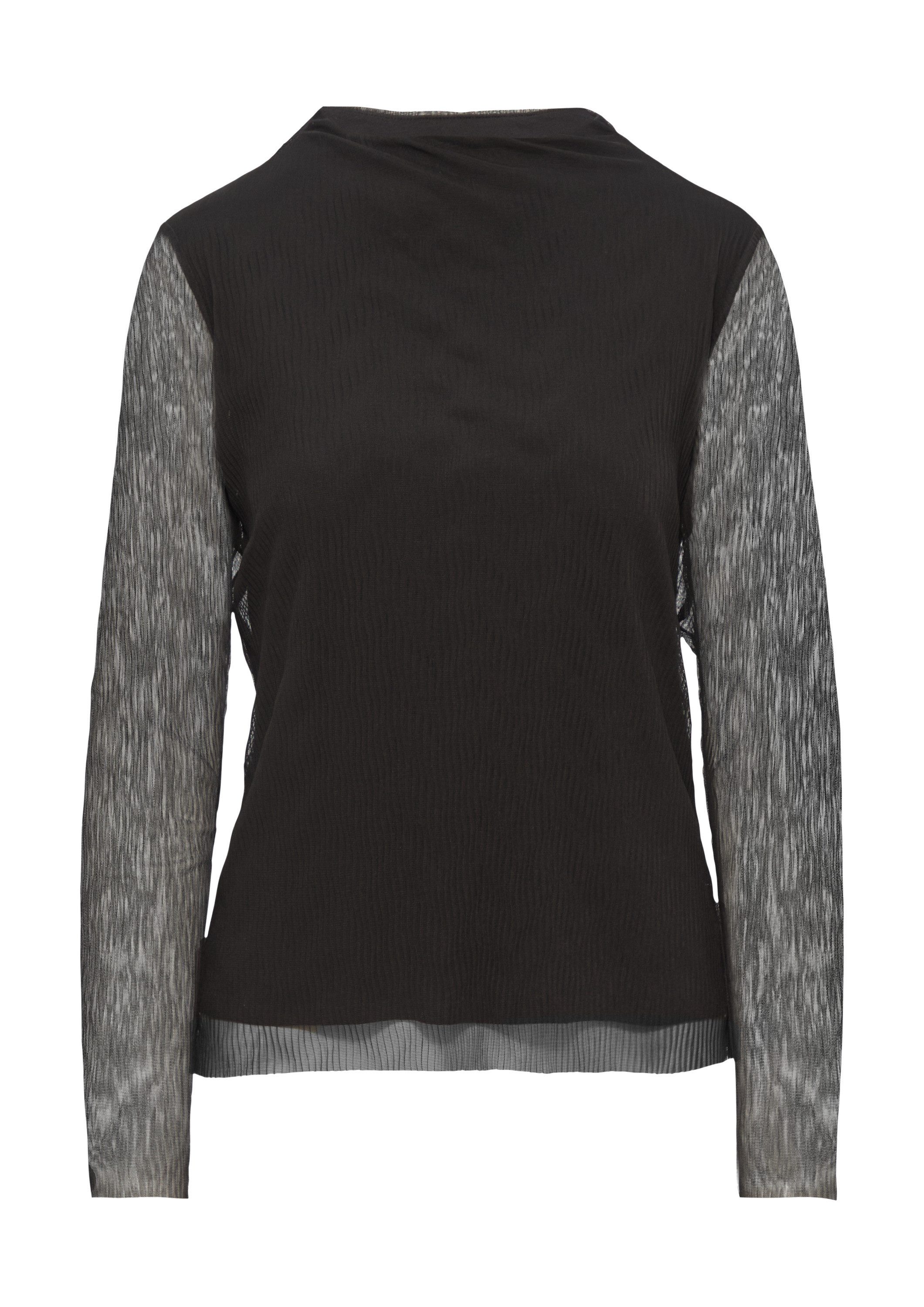 comma Langarmshirt T-Shirt Mesh-Longsleeve mit Plisseestruktur günstig online kaufen