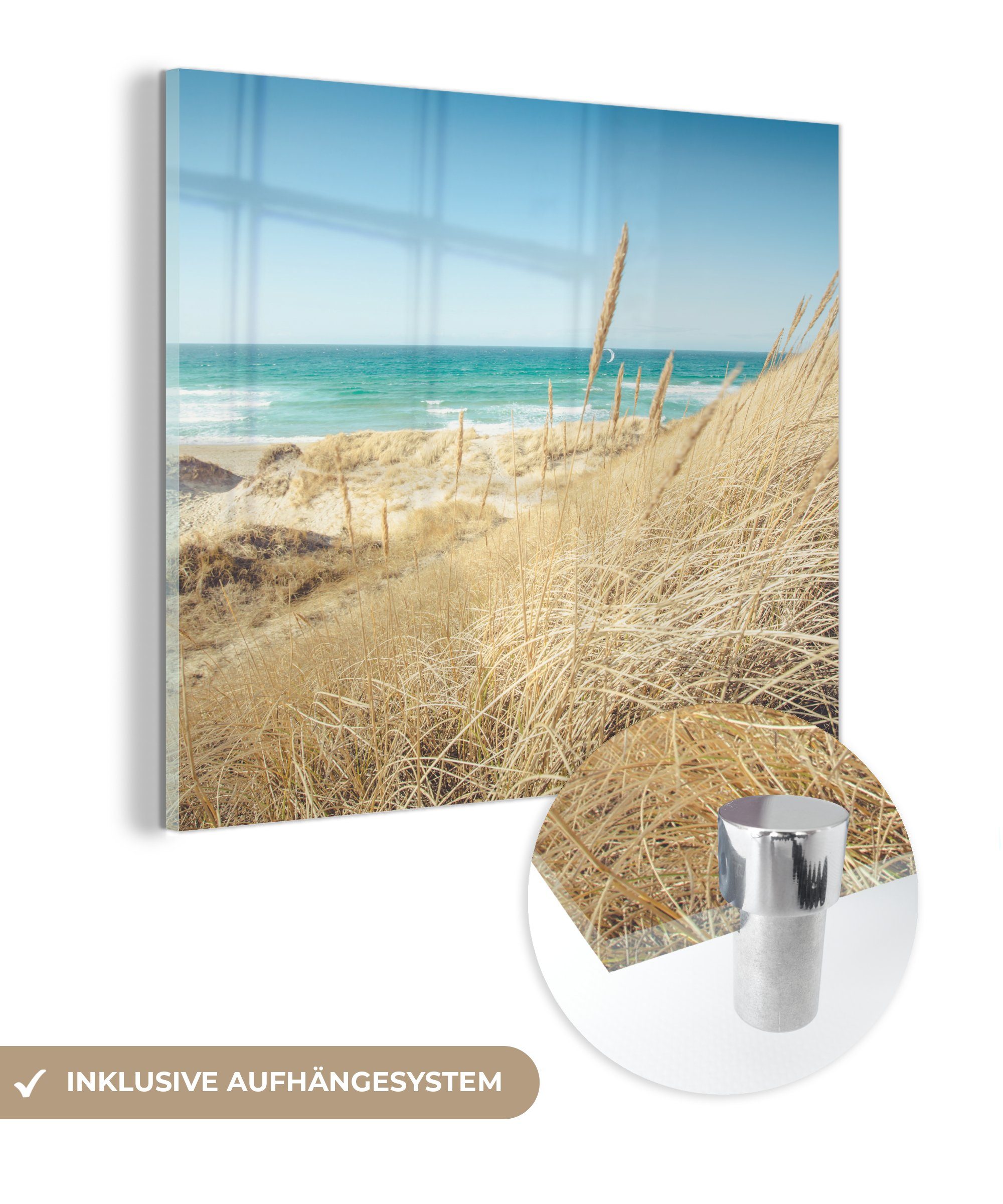 MuchoWow Acrylglasbild Strand - Düne - Norwegen, (1 St), Glasbilder - Bilder auf Glas Wandbild - Foto auf Glas - Wanddekoration