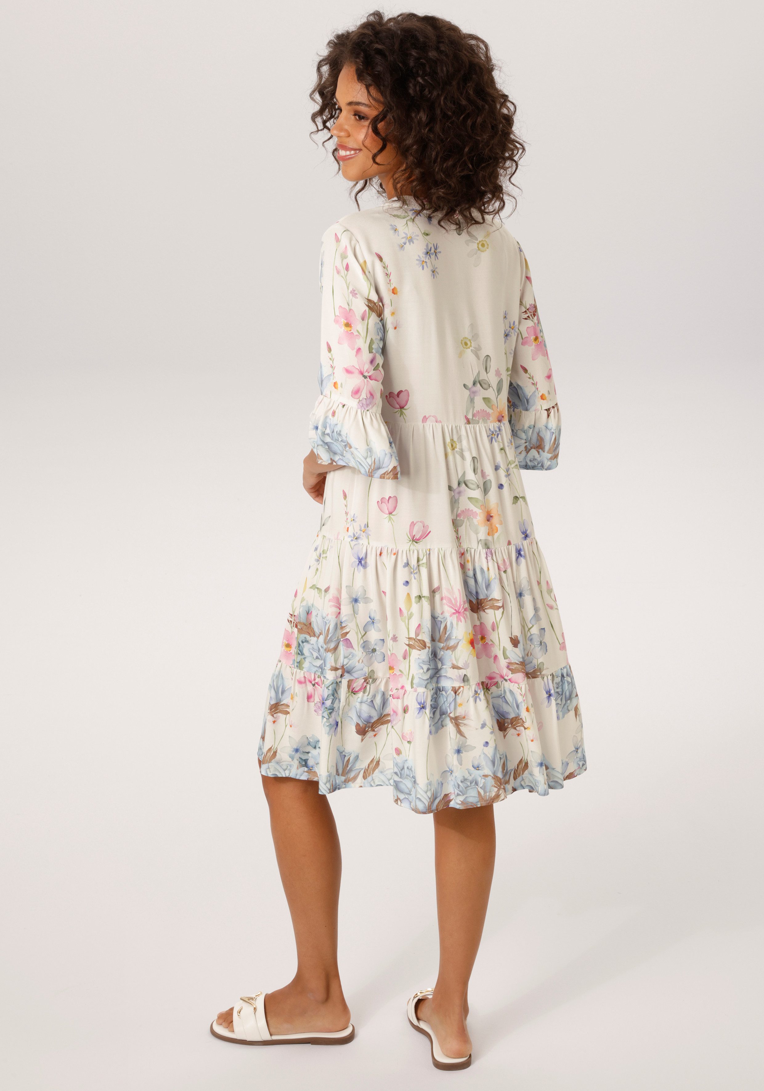 Aniston CASUAL Tunikakleid mit malerischen Blumen bedruckt- NEUE KOLLEKTION günstig online kaufen