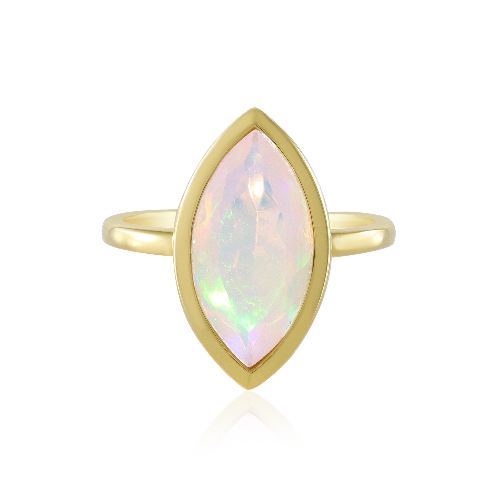 Cavill Solitärring Cavill Ring 1,96 ct Welo-Opal Marquiseschliff, vergoldet, Damen (1-tlg)