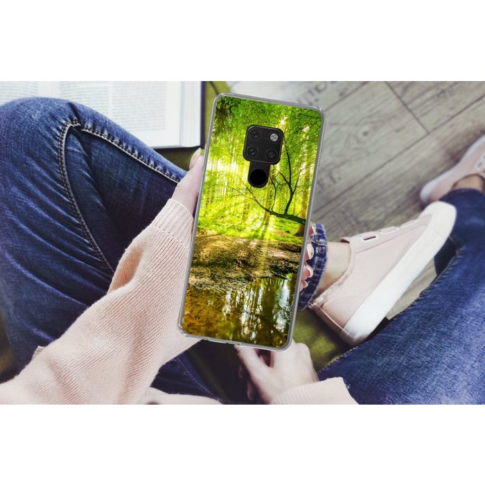 MuchoWow Handyhülle Wald - Landschaft - Wasser - Bäume - Sonne - Grün - Natur Phone Case Handyhülle Huawei Mate 20 Silikon Schutzhülle OR12314