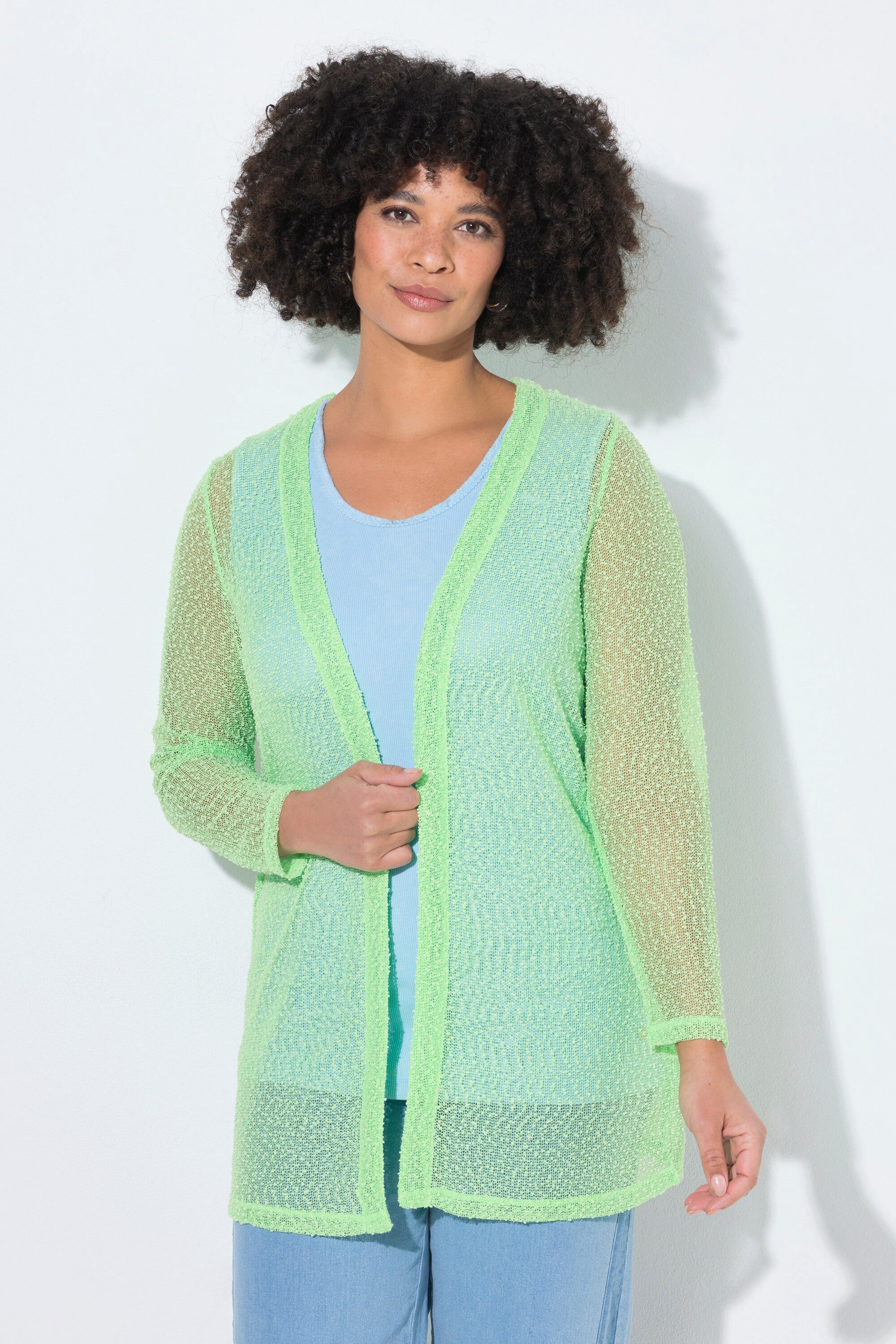 Angel of Style Strickjacke Strickjacke Straight Fit Lochmuster-Strick offen