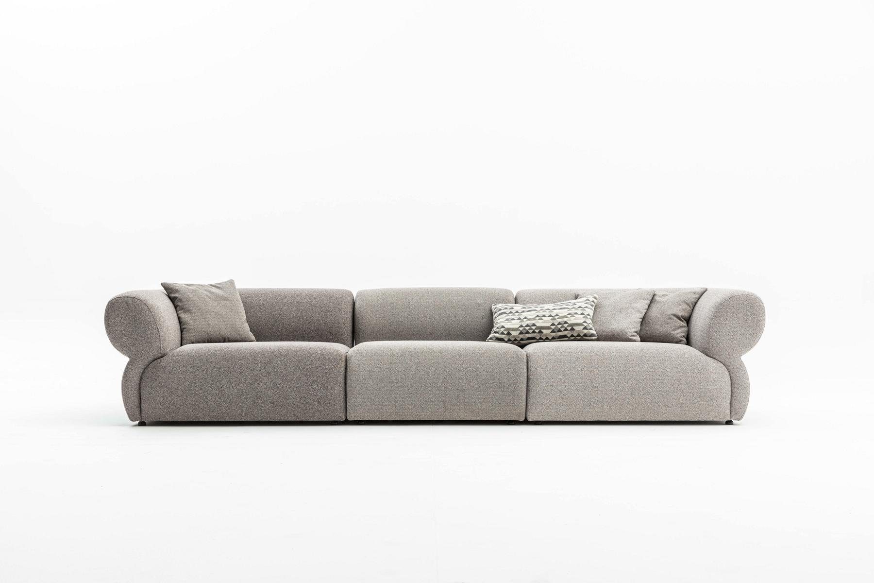 JVmoebel Big-Sofa Grau Sofa 5 Sitzer Wohnzimmer Luxus Design Couch Möbel 370cm, Made in Europe