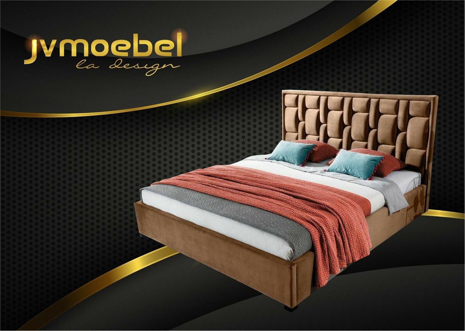 JVmoebel Bett, Blaues Designer Bett Schlafzimmer Design Möbel Modern Luxus Betten Braun