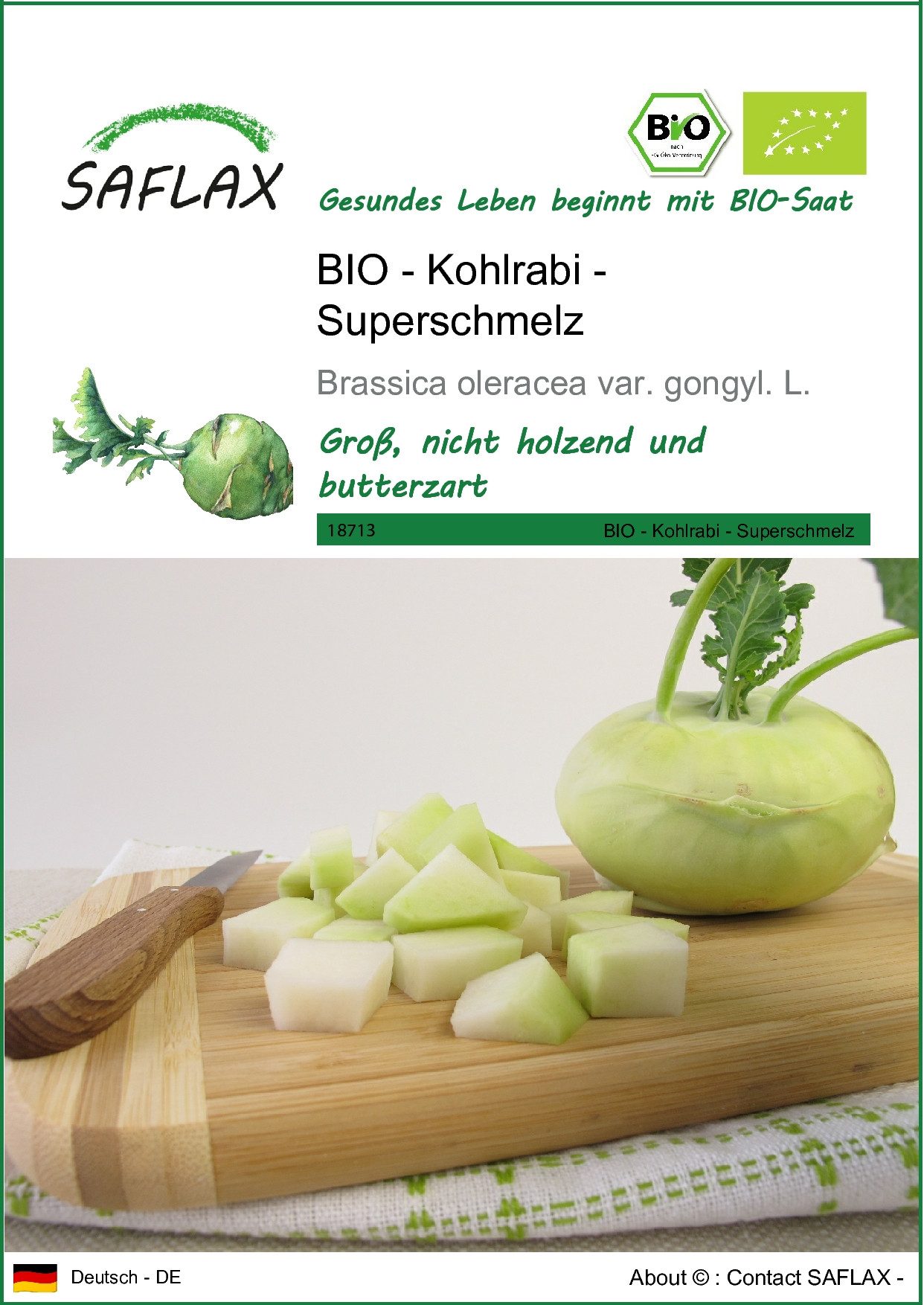 Gemüsesamen SAFLAX - Samen - BIO - Kohlrabi - Superschmelz