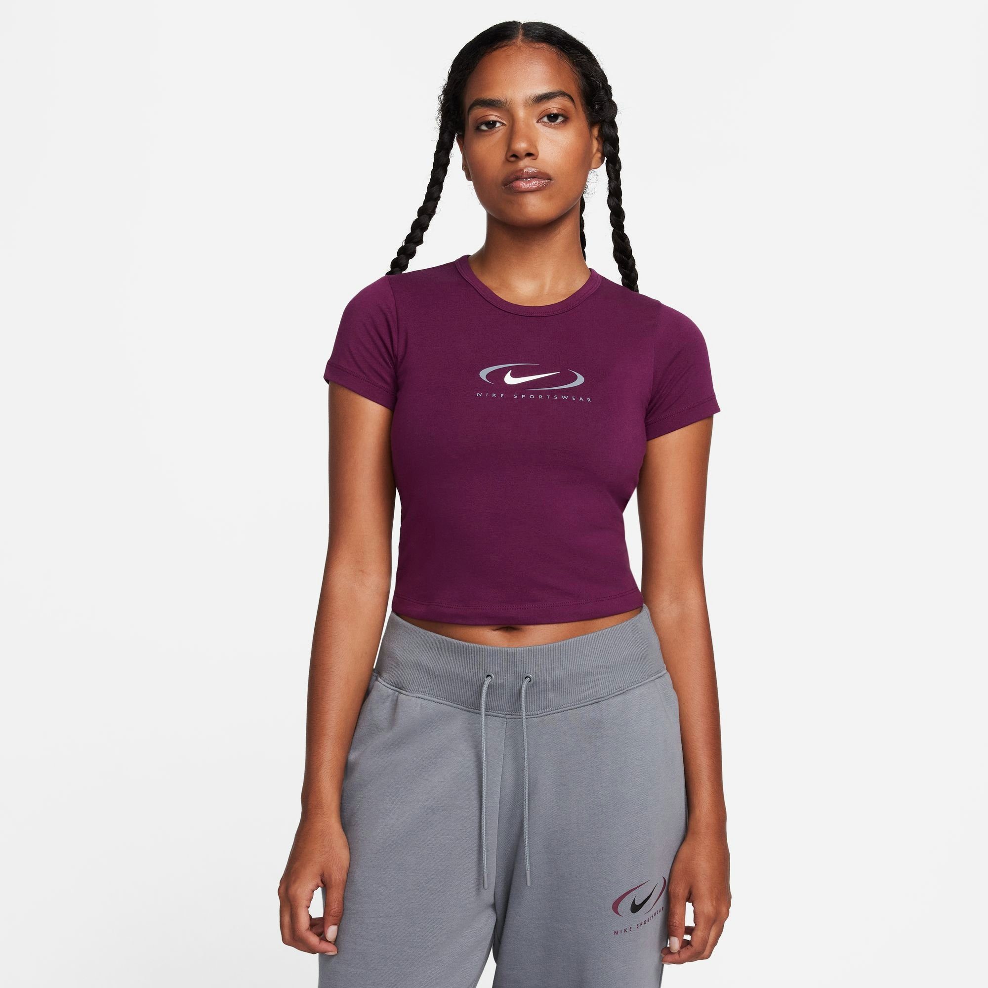 Nike Sportswear T-Shirt W NSW BBY TEE SWSH BORDEAUX