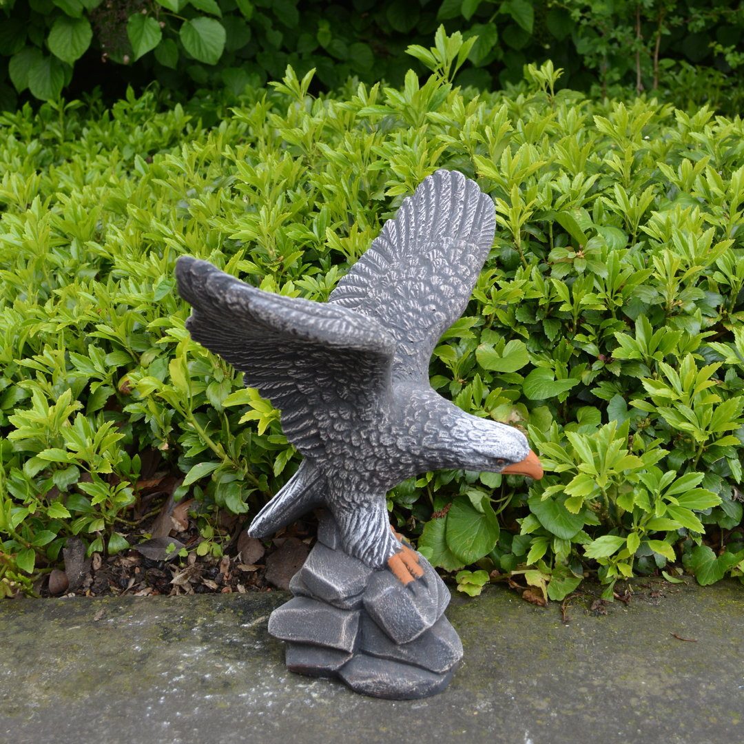 gartendekoparadies.de Gartenfigur Adlerfigur, Steinadler, Steinfigur, H. 32 cm, 35 cm Spannweite, 4 kg, Frostsicher